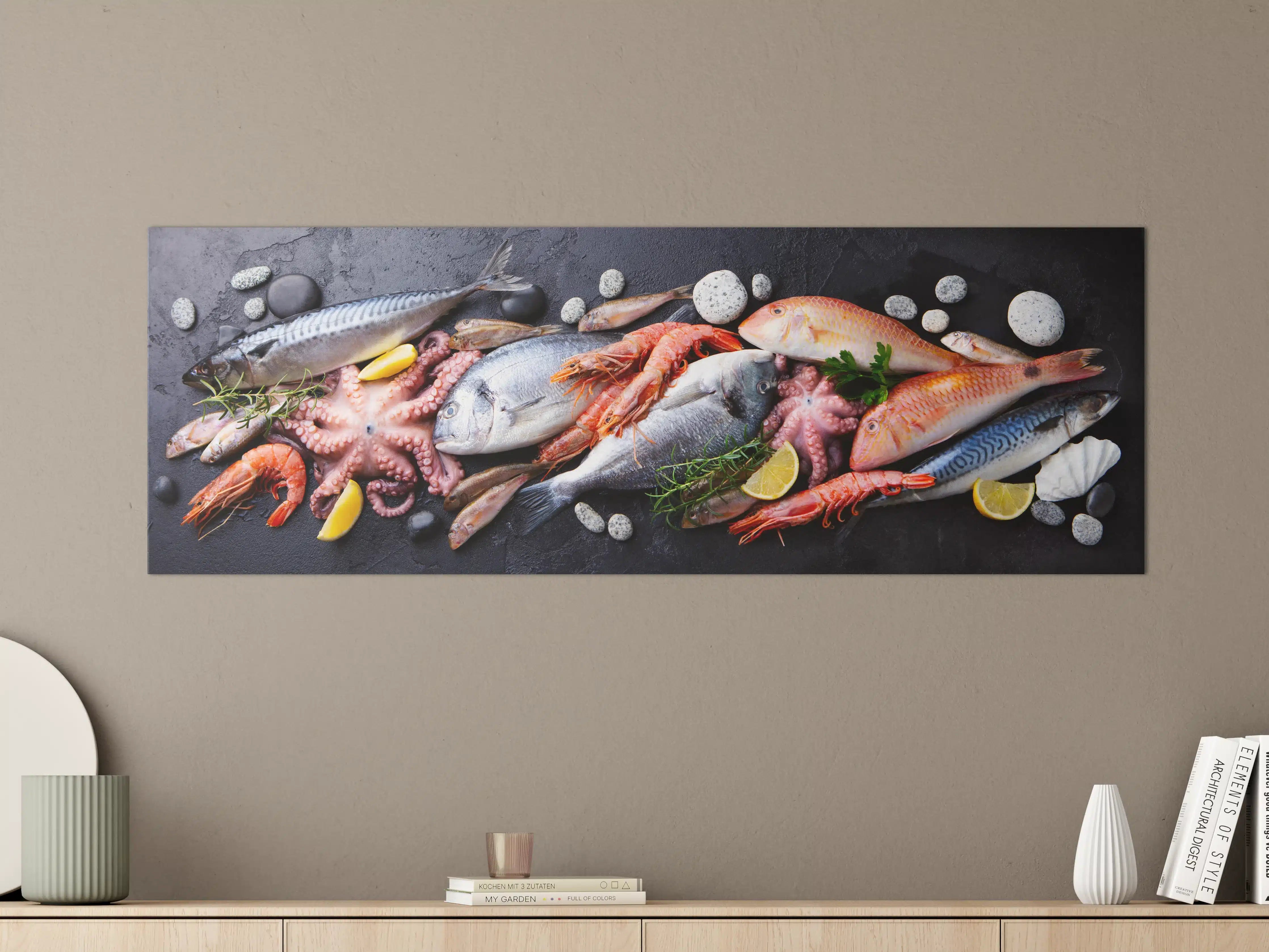 Große Wandbilder - Fische & Meeresfrüchte auf Schieferstein