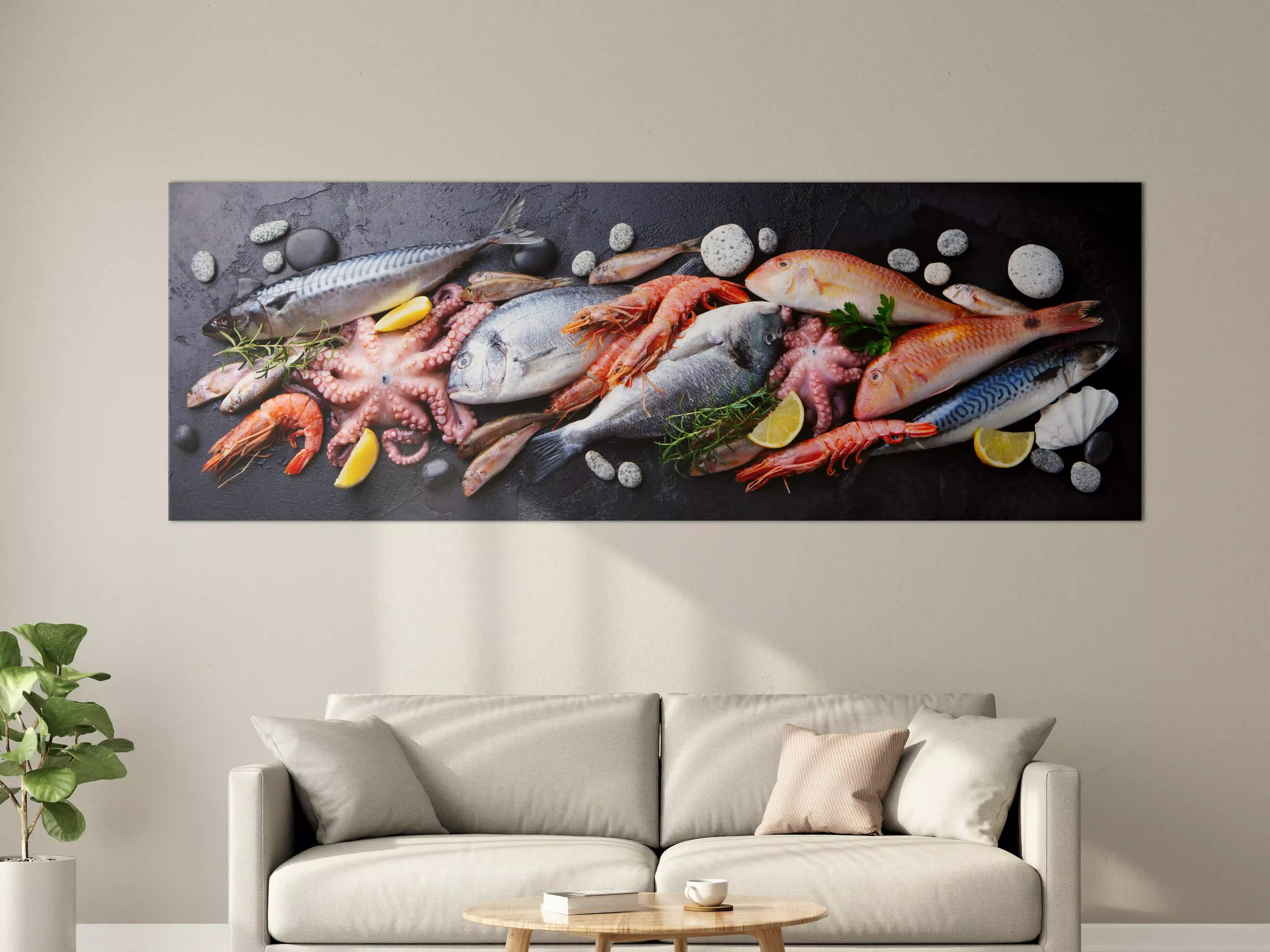 Große Wandbilder - Fische & Meeresfrüchte auf Schieferstein