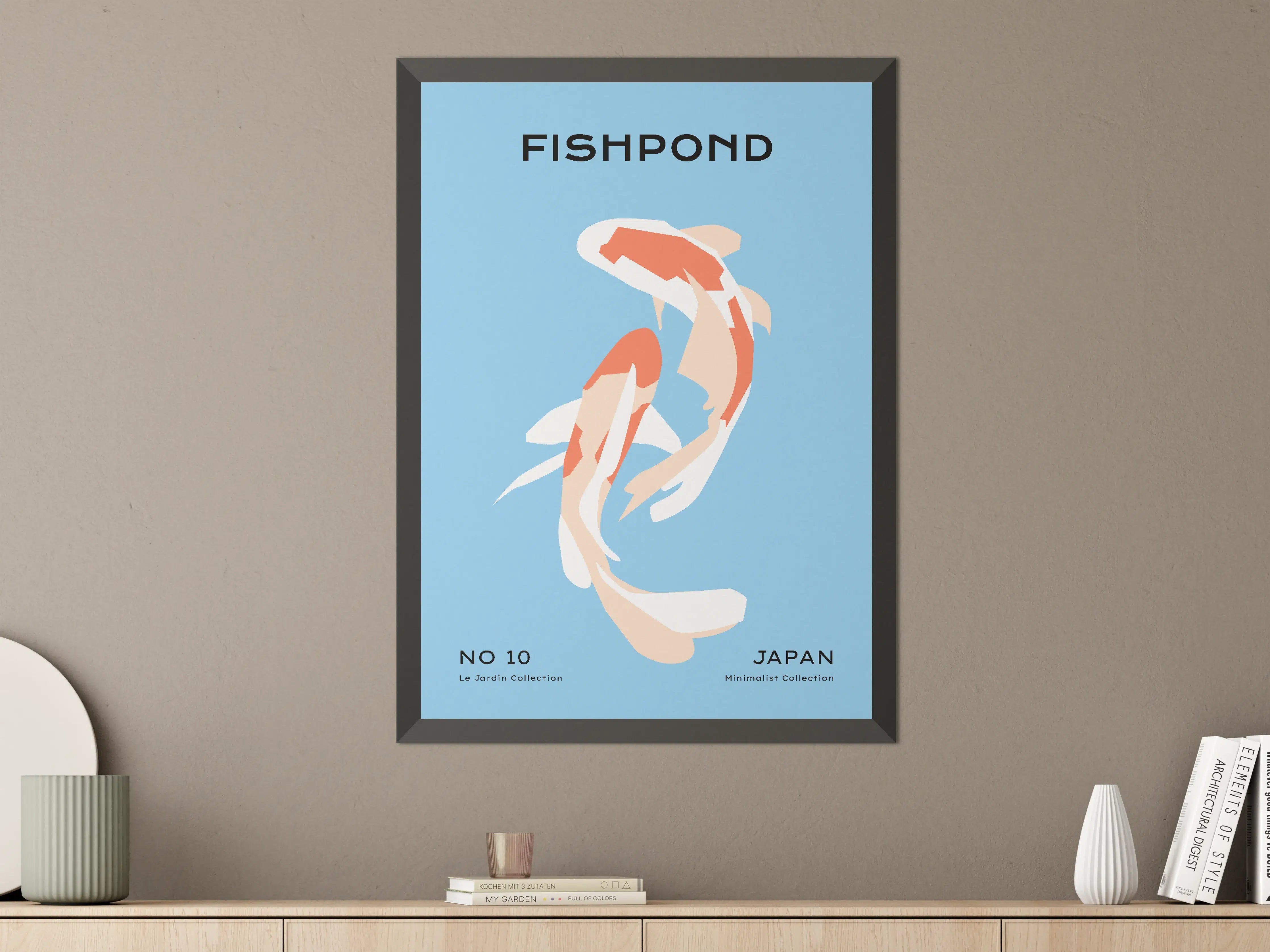 Große Wandbilder - Fischpond: Japanische Koi in Minimalistischer Stil