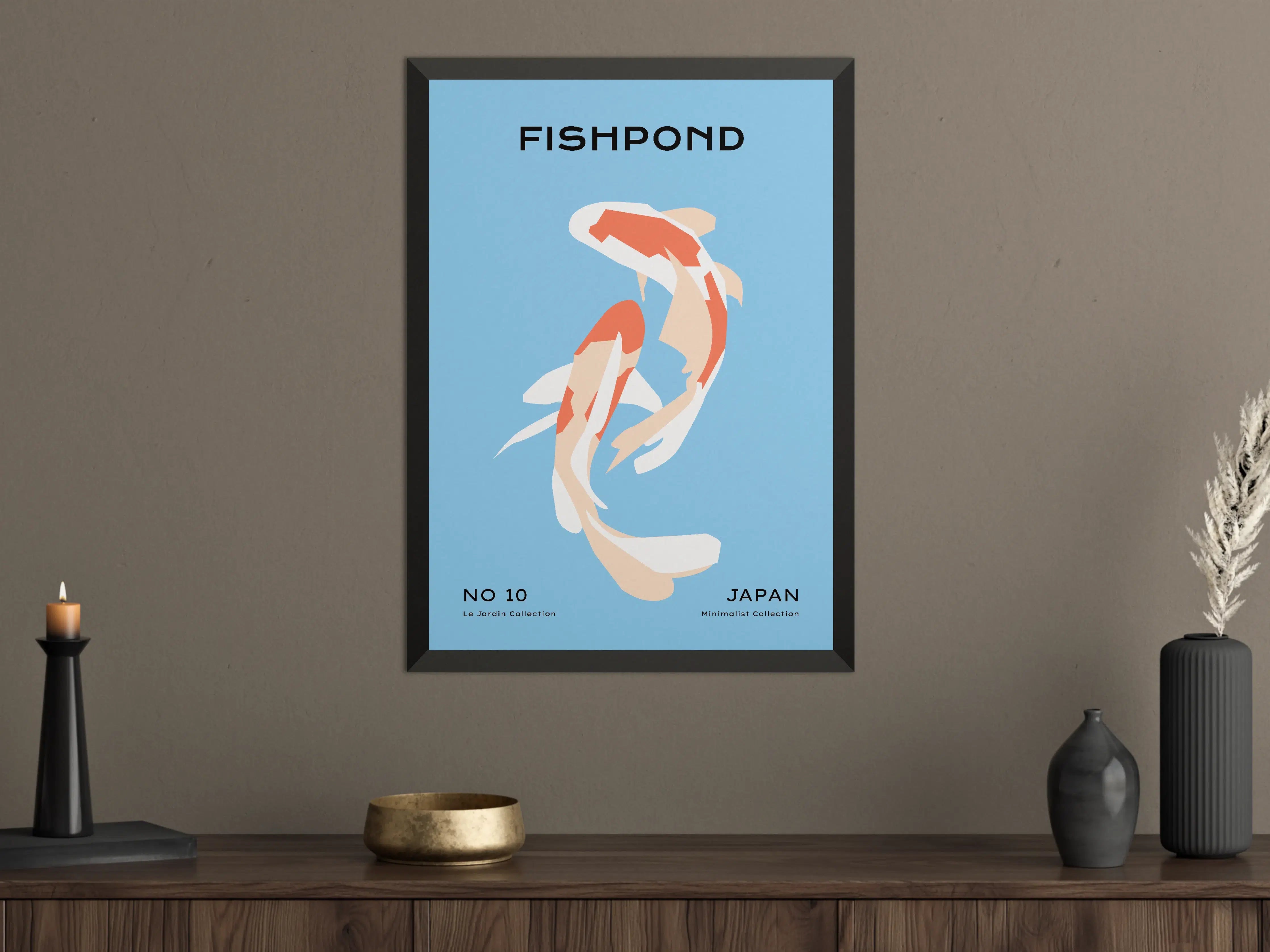Große Wandbilder - Fischpond: Japanische Koi in Minimalistischer Stil
