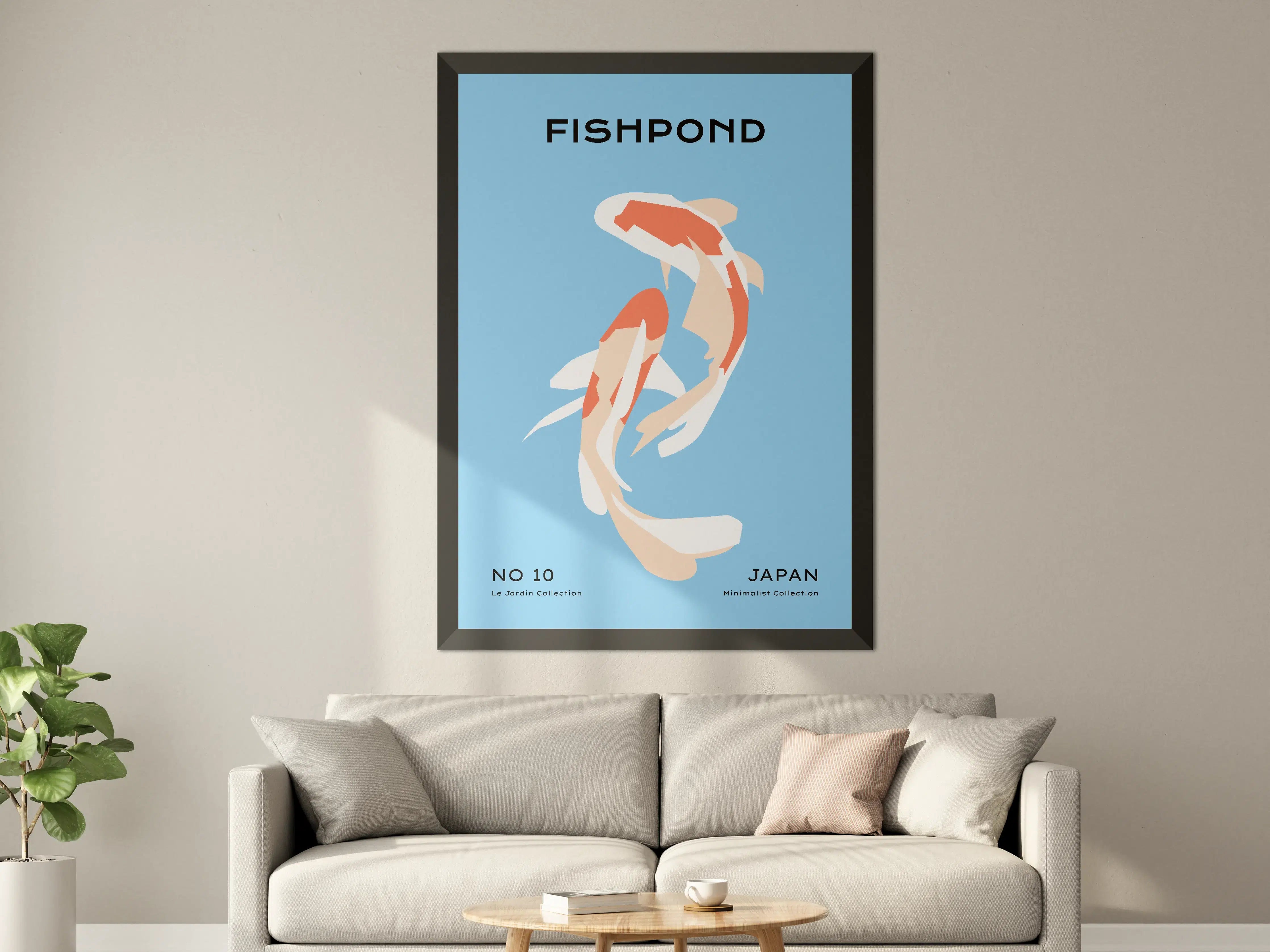 Große Wandbilder - Fischpond: Japanische Koi in Minimalistischer Stil