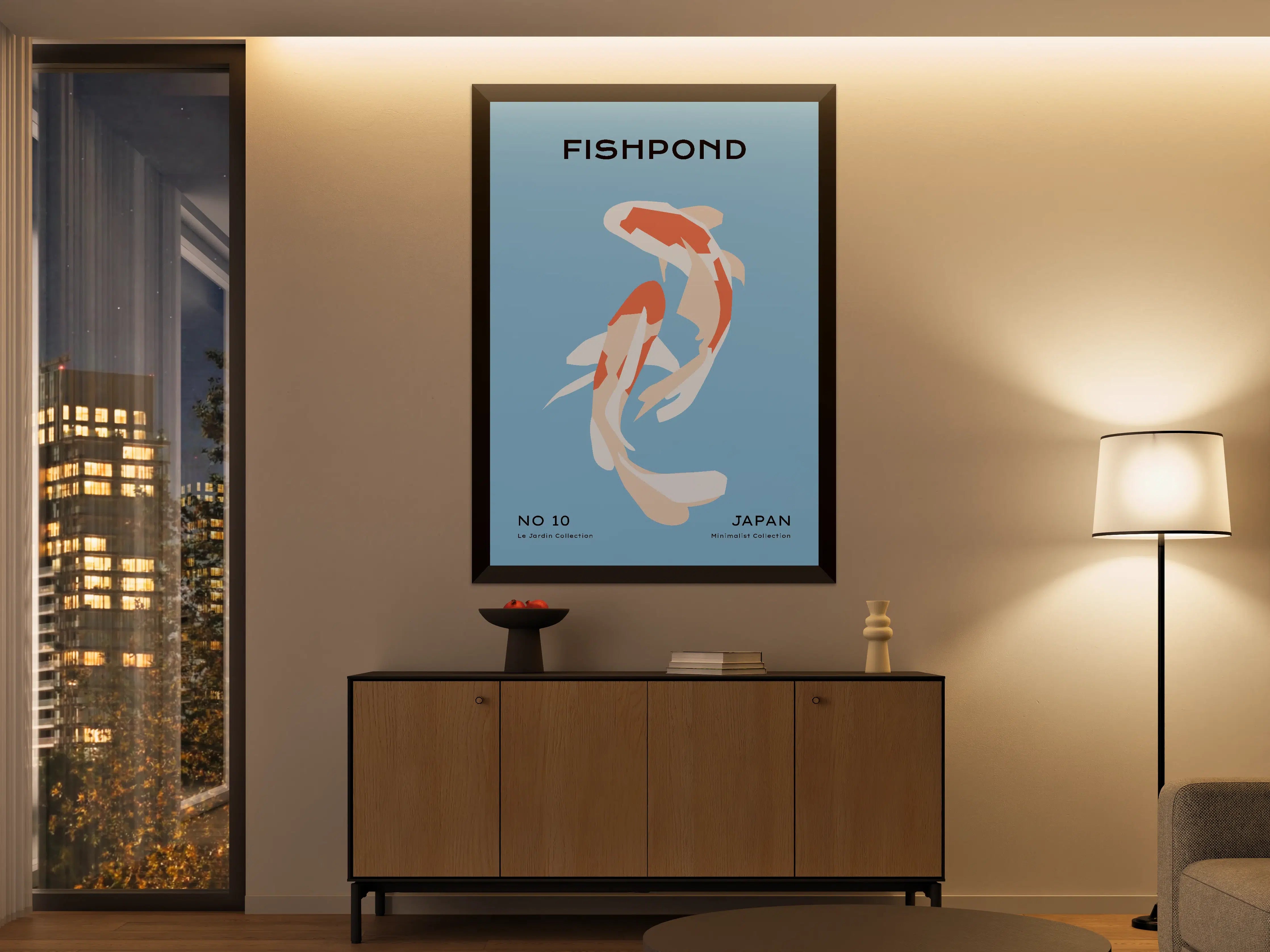 Große Wandbilder - Fischpond: Japanische Koi in Minimalistischer Stil
