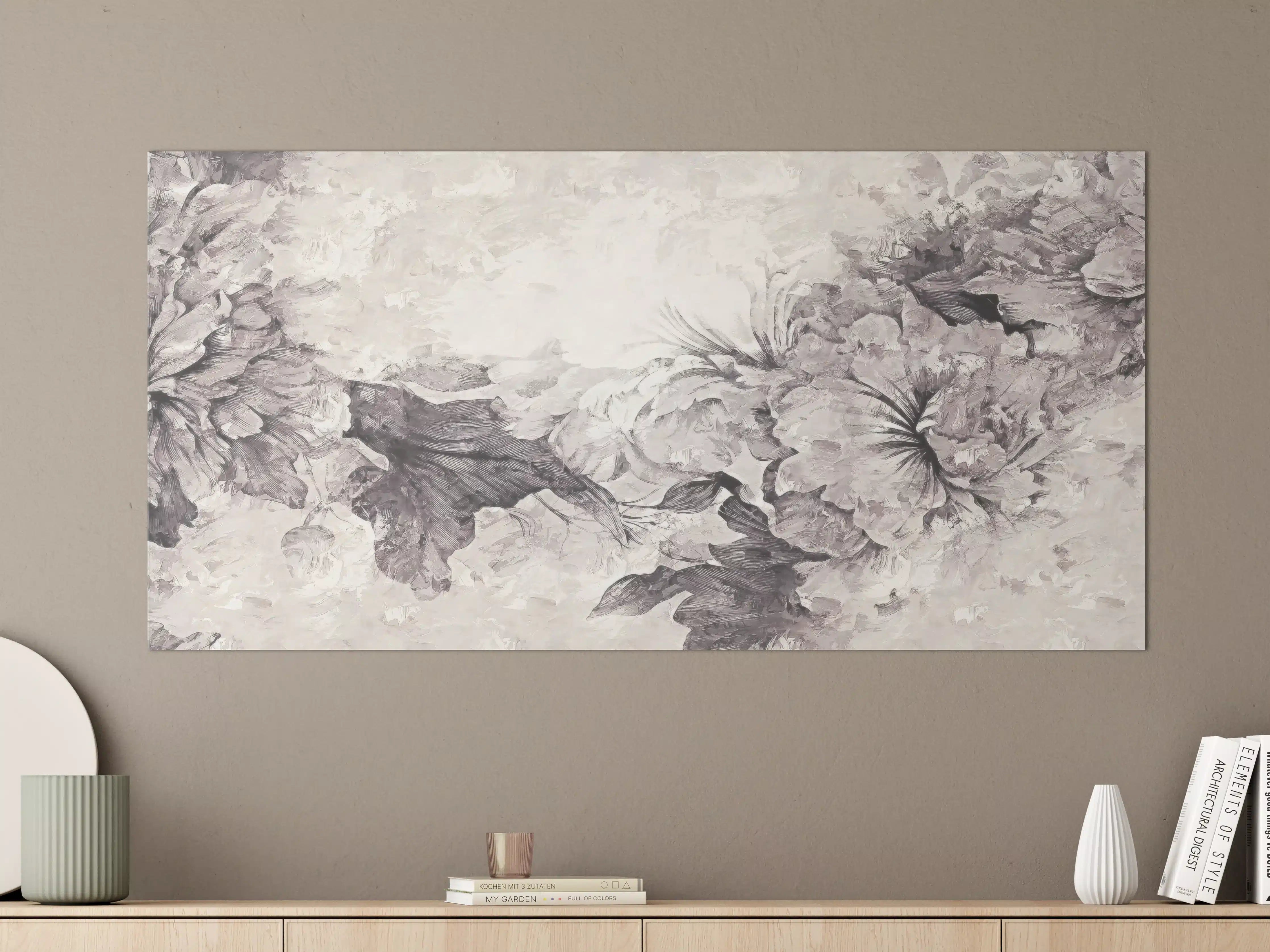 Große Wandbilder - Floral Grau Abstrakte Textur