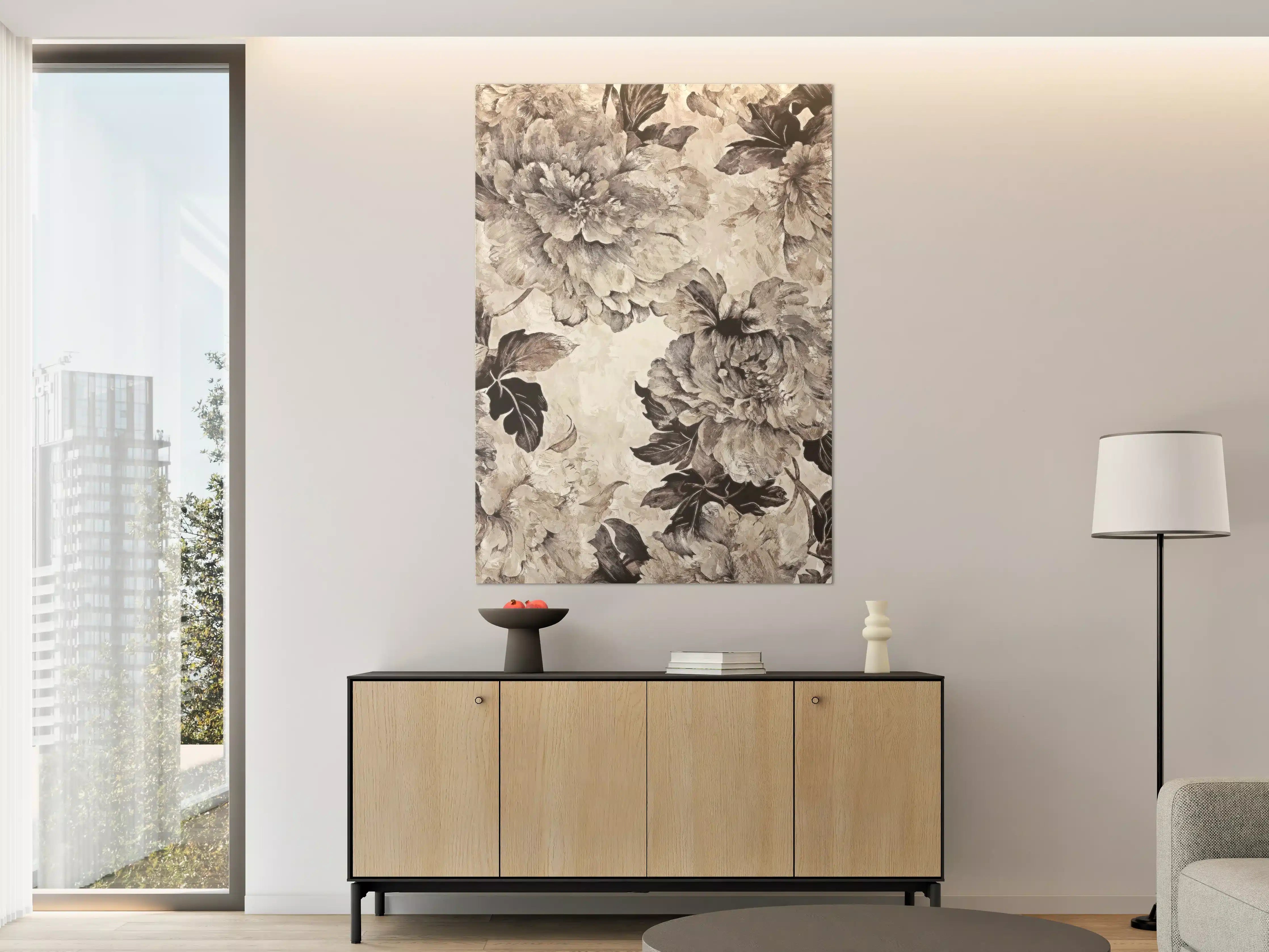 Große Wandbilder - Floral Grau-Beige Kunstposter