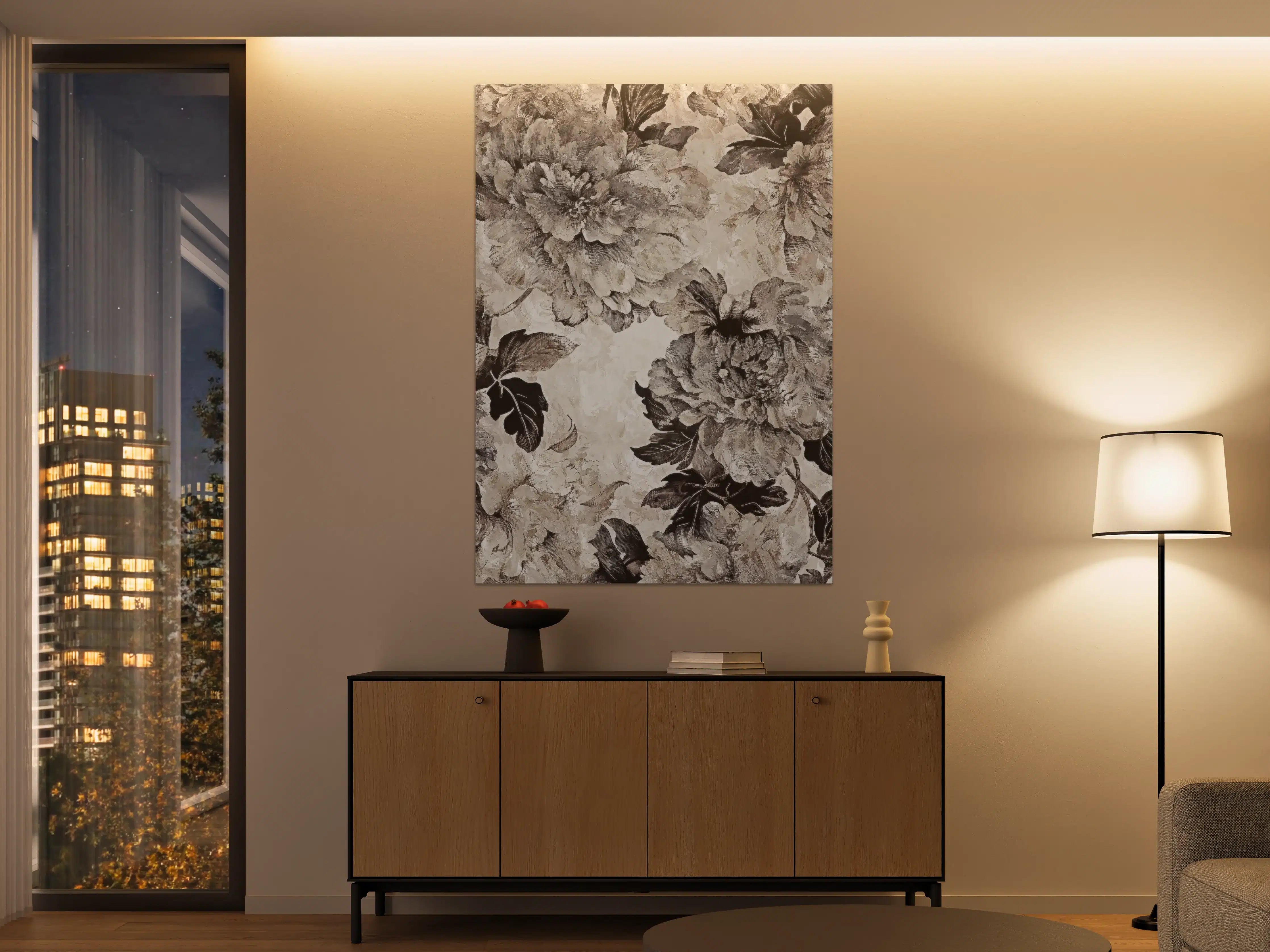Große Wandbilder - Floral Grau-Beige Kunstposter