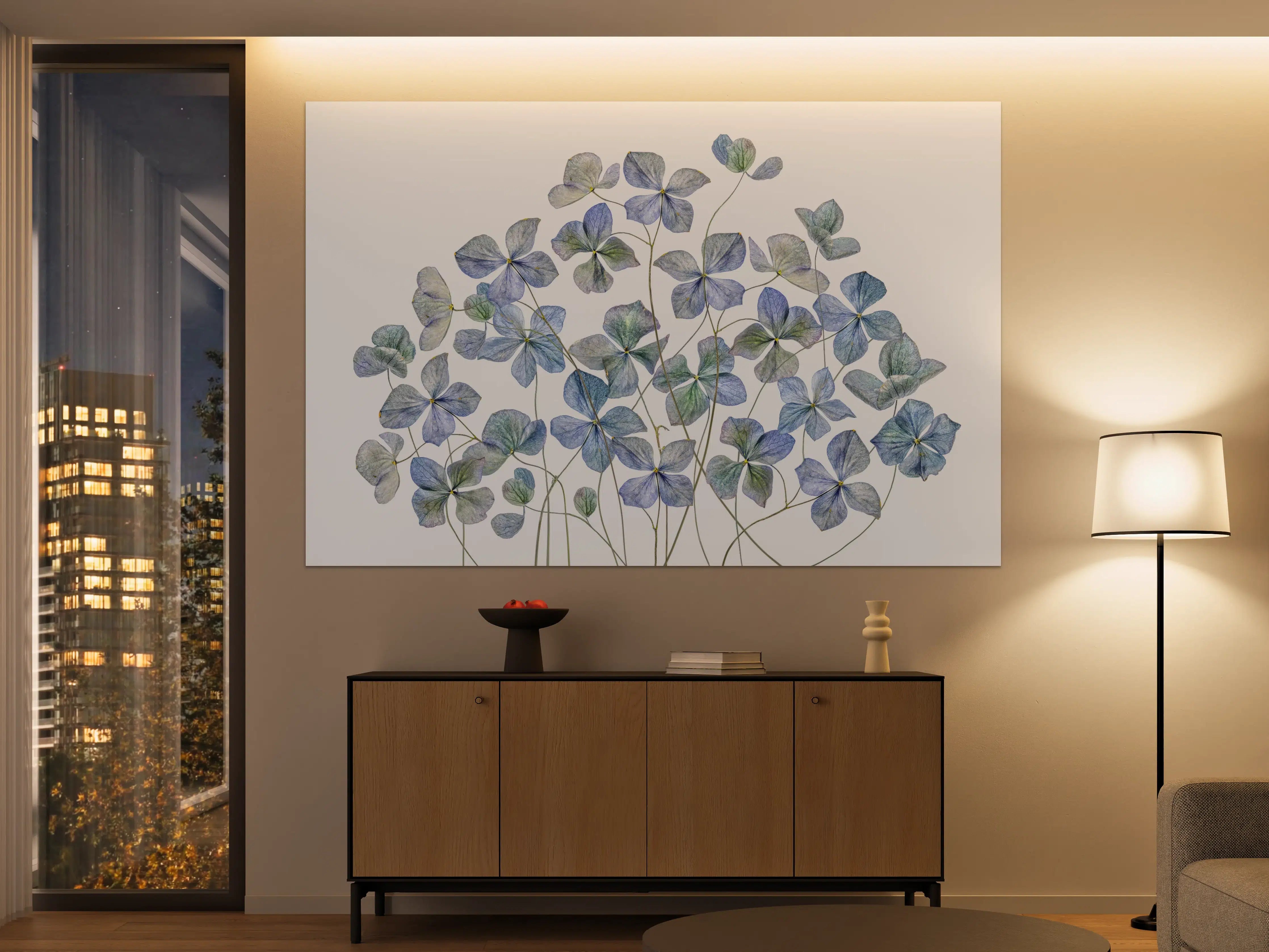 Große Wandbilder - Florale Darstellung - Blaue Blumen
