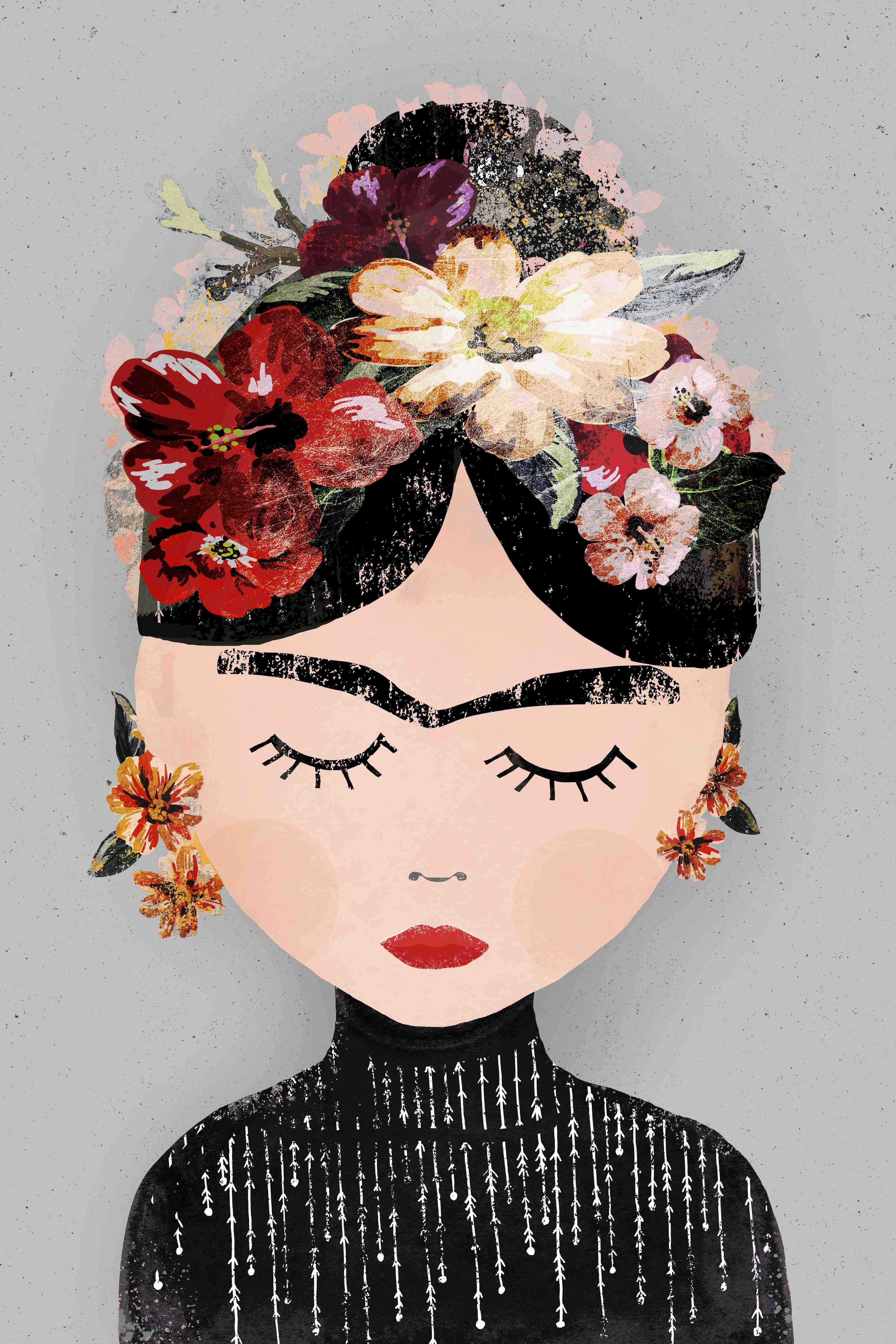 Große Wandbilder-Florale Illustration mit stilisiertem Gesicht