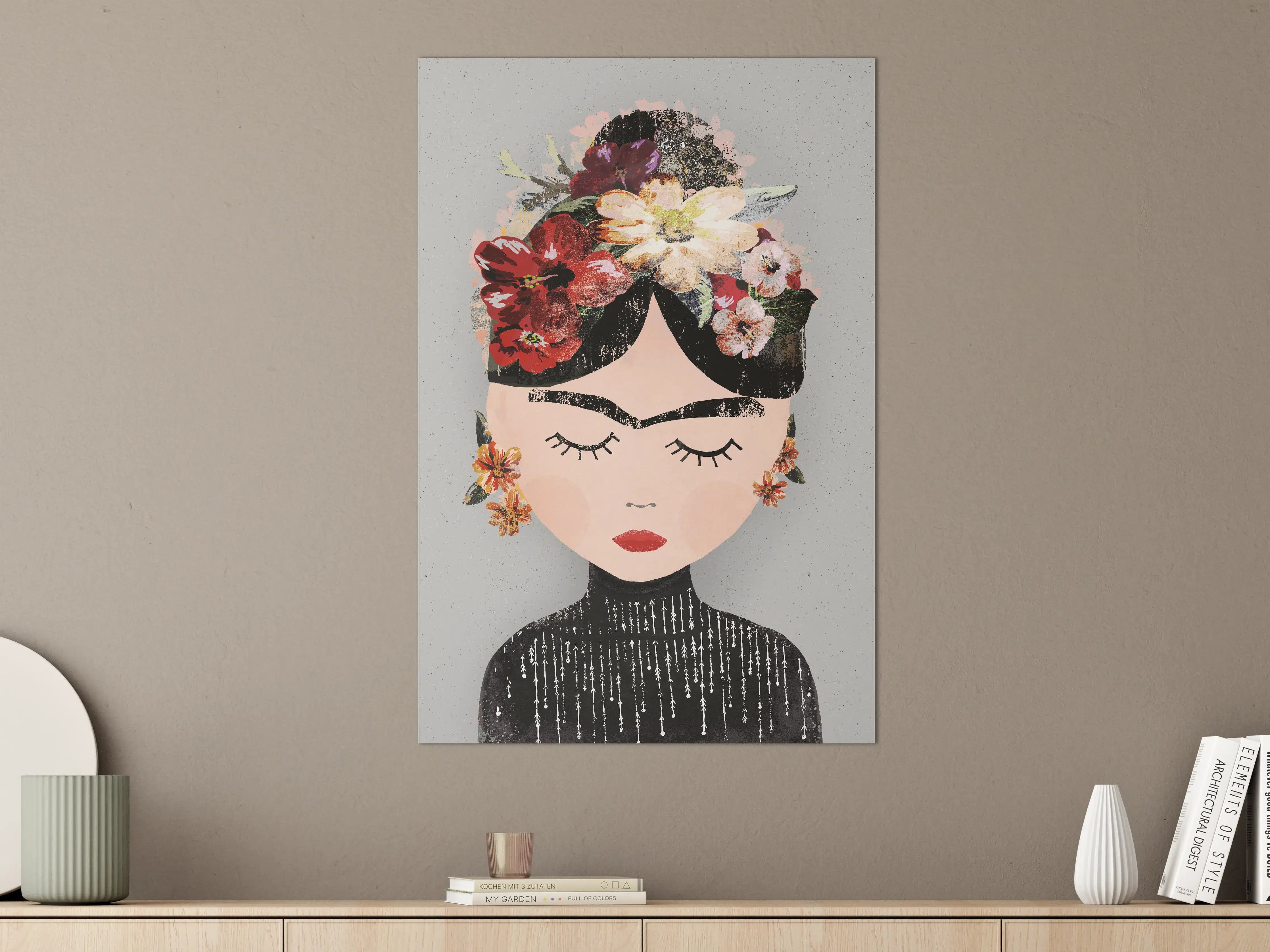Große Wandbilder - Florale Illustration mit stilisiertem Gesicht