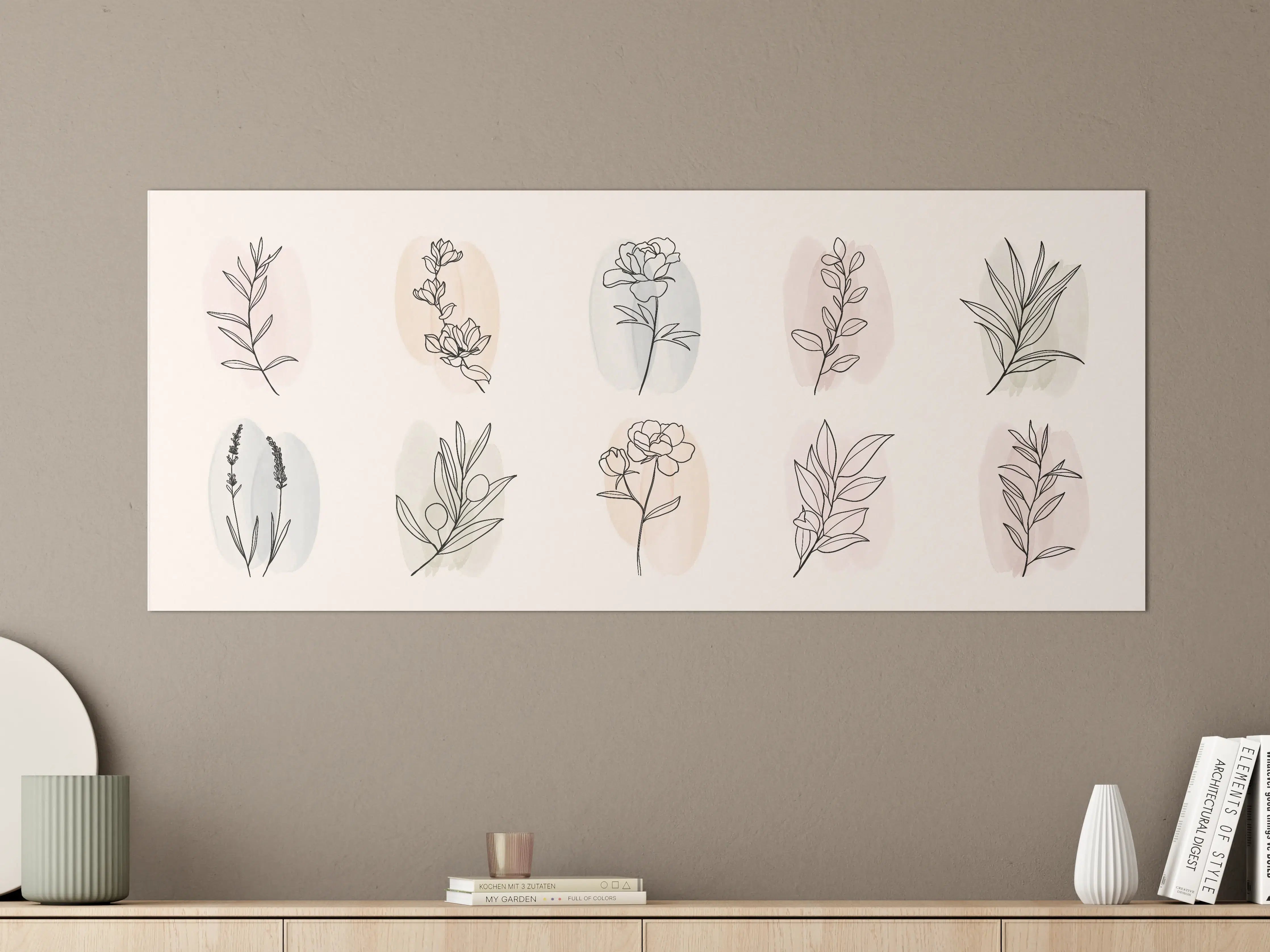 Große Wandbilder - Florale Lineart Zeichnung Kollektion