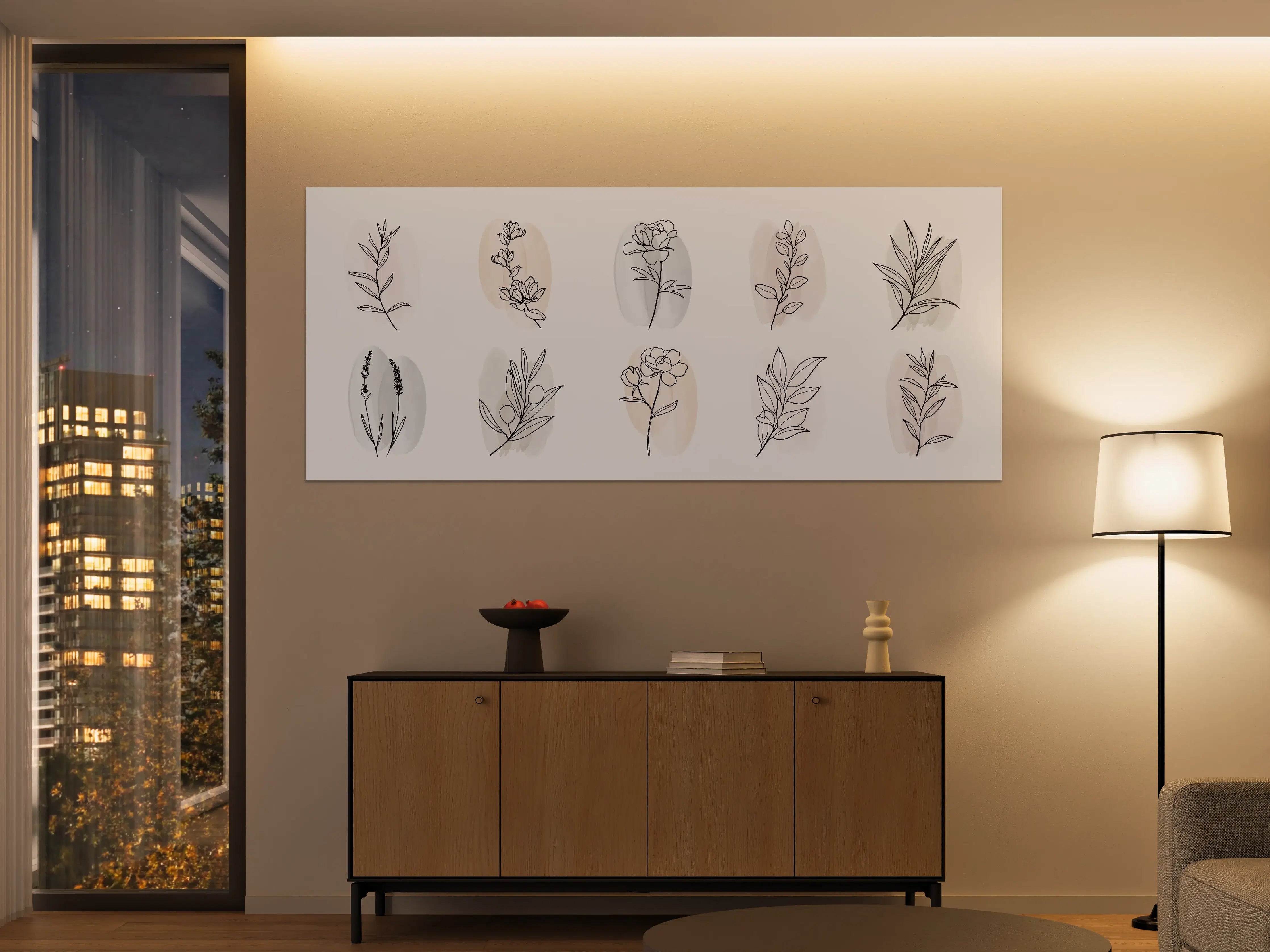 Große Wandbilder - Florale Lineart Zeichnung Kollektion