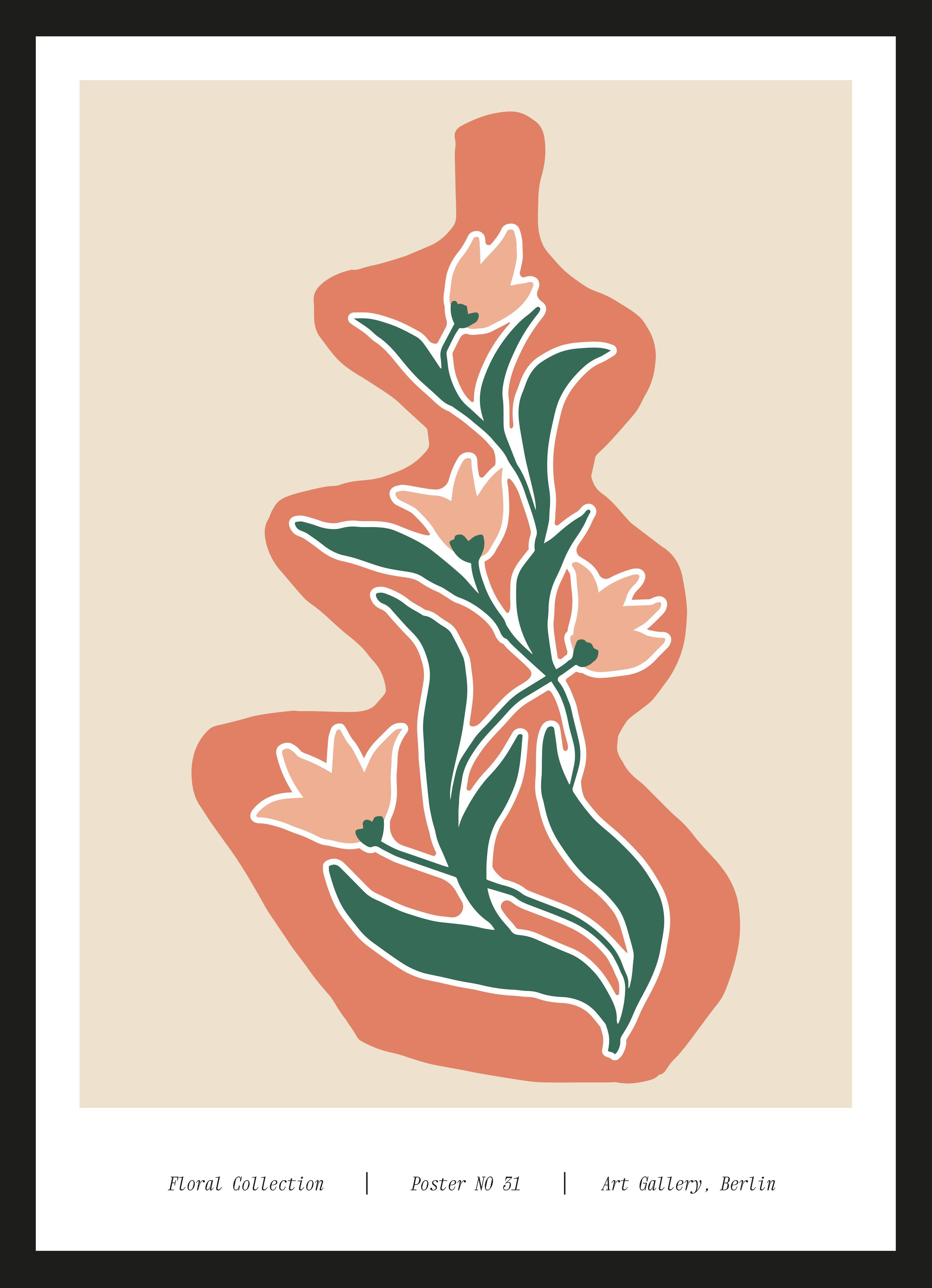 Große Wandbilder-Florale Linienkunst in Zarten Tönen