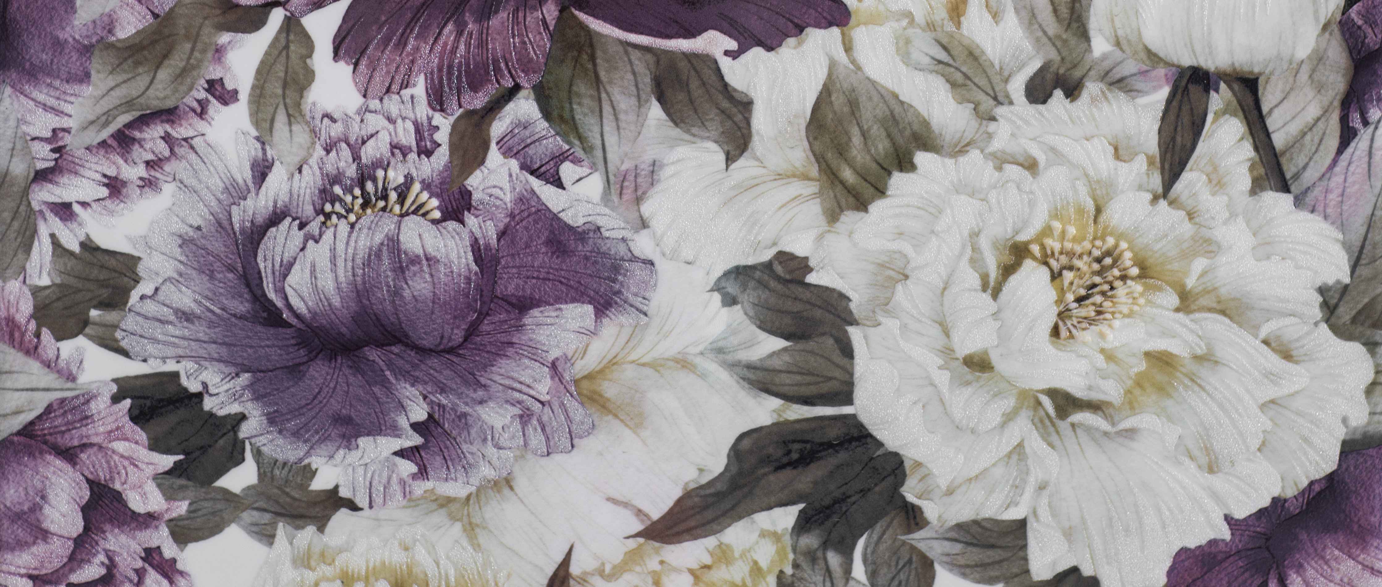 Große Wandbilder-Florale Muster in Beerenton und Creme