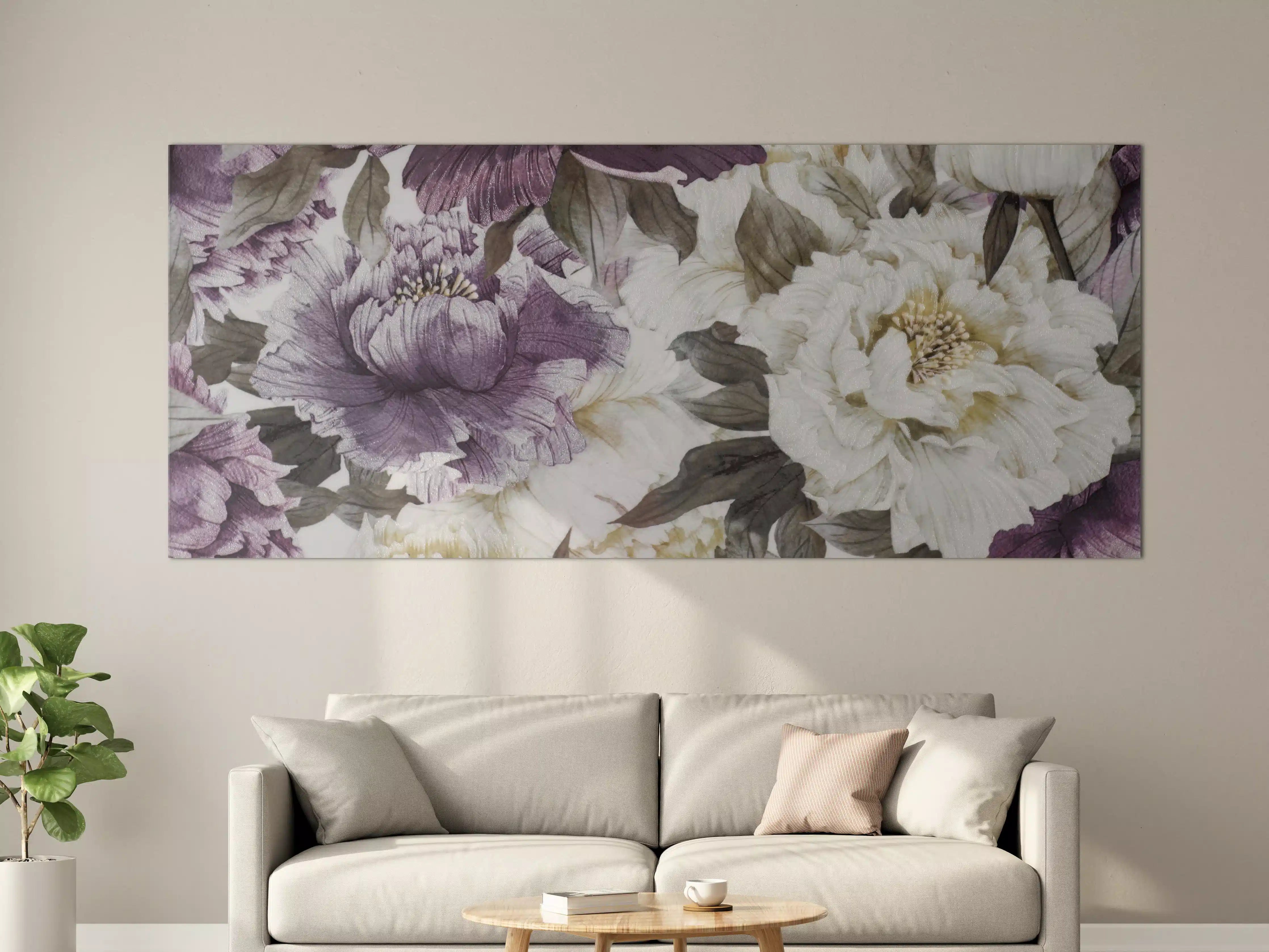 Große Wandbilder - Florale Muster in Beerenton und Creme