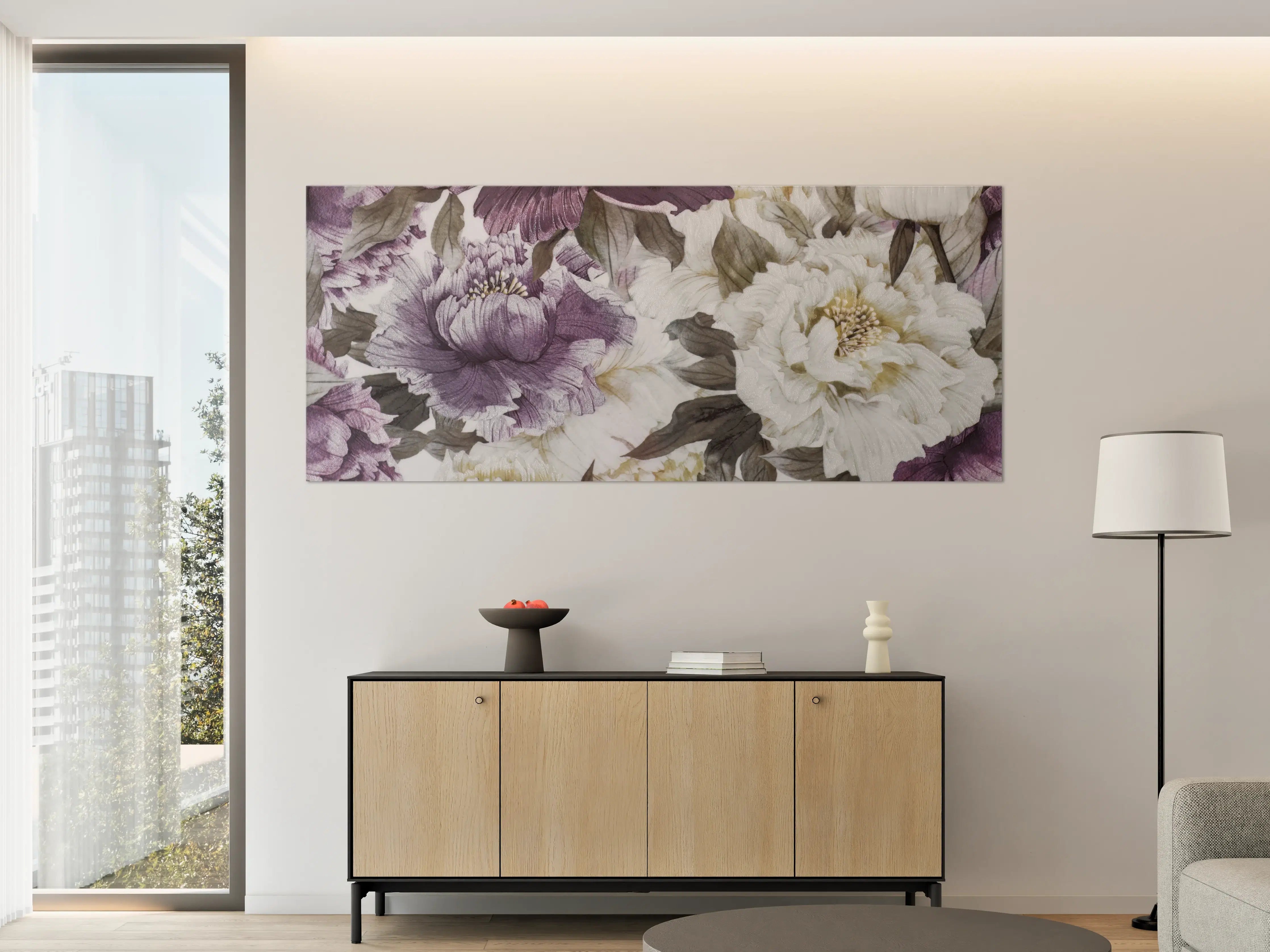 Große Wandbilder - Florale Muster in Beerenton und Creme