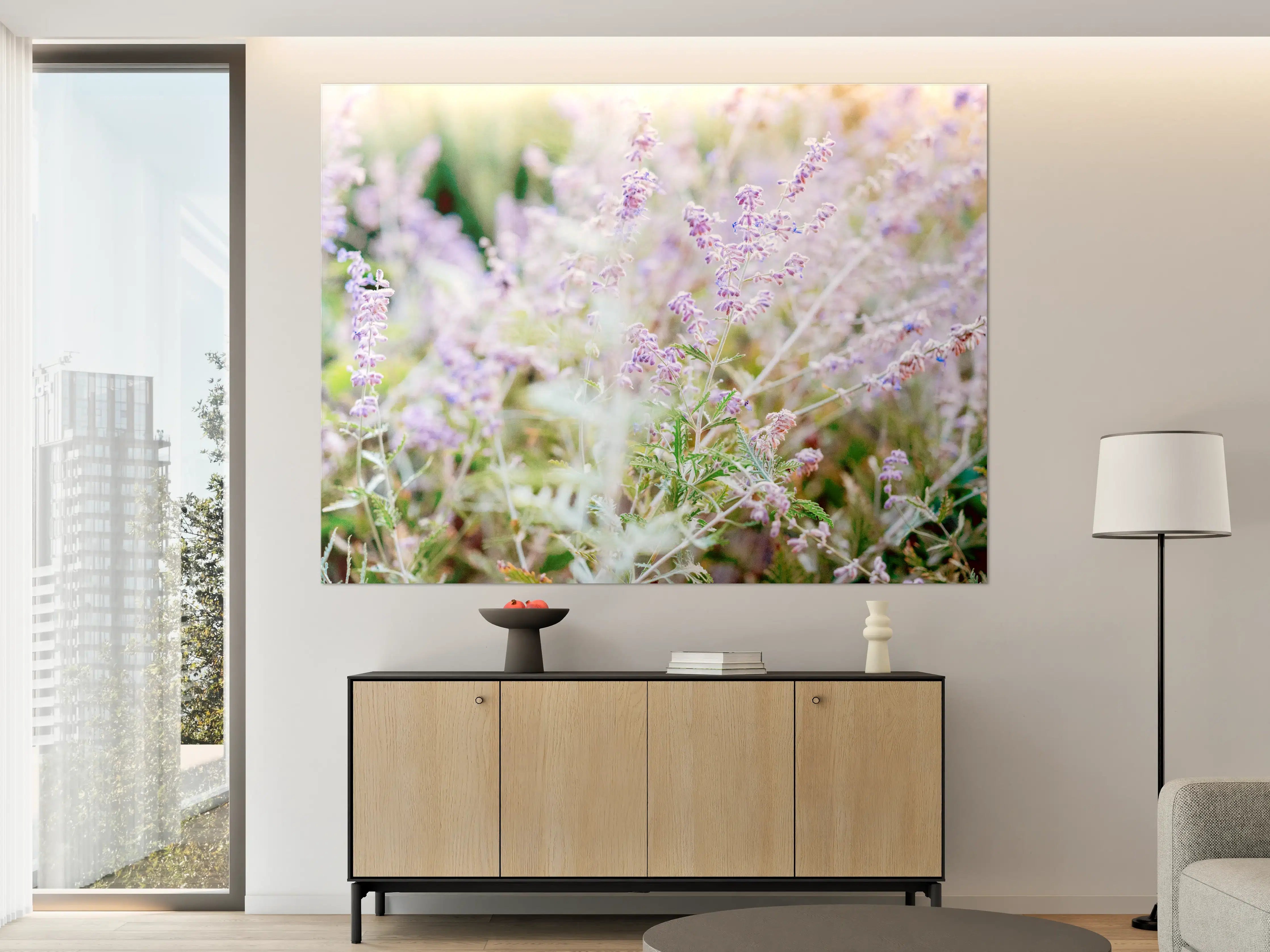 Große Wandbilder - Florale Wildblumenwiese in Pastelltönen