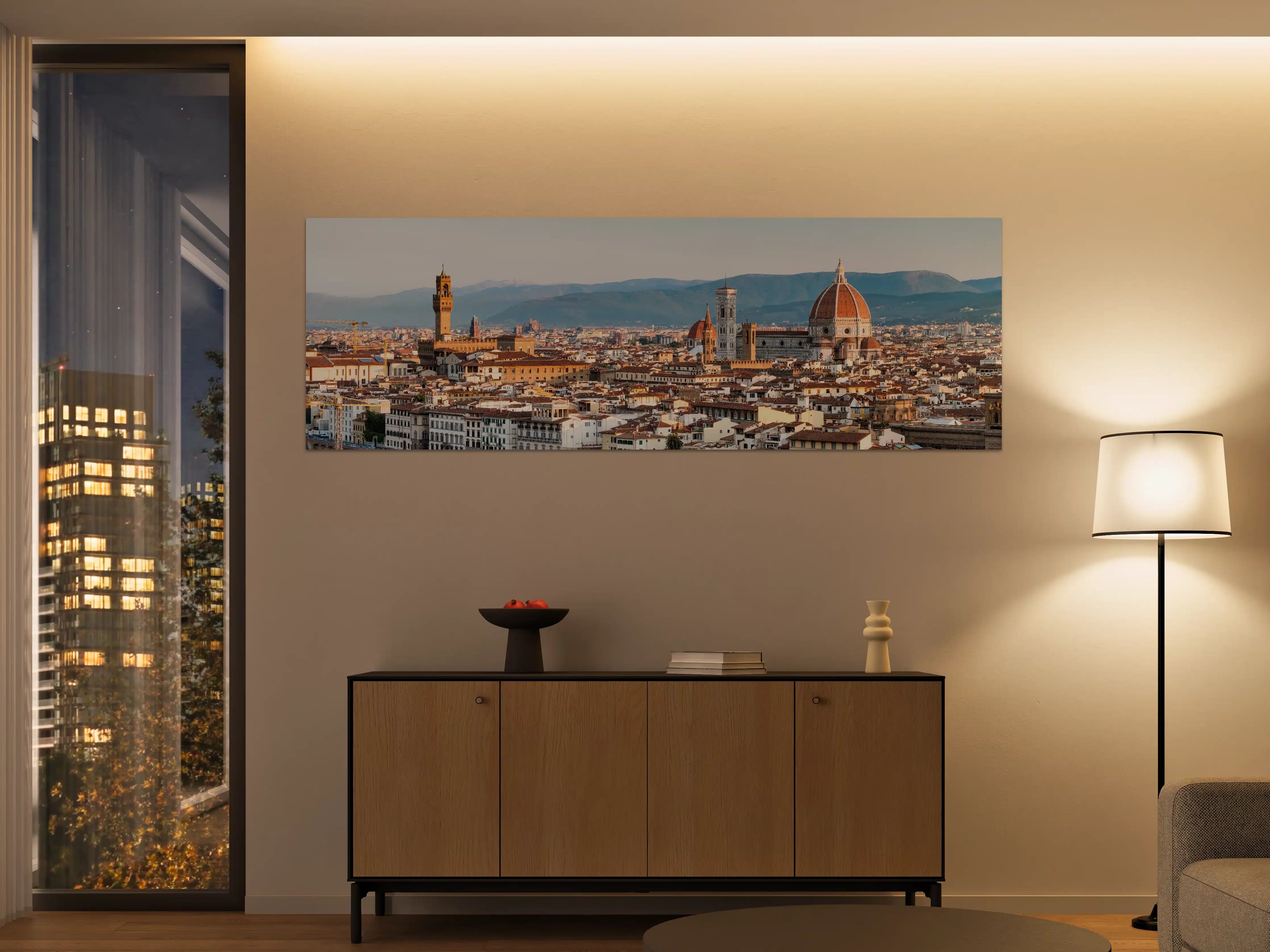 Große Wandbilder - Florenz Skyline Blau-Beige