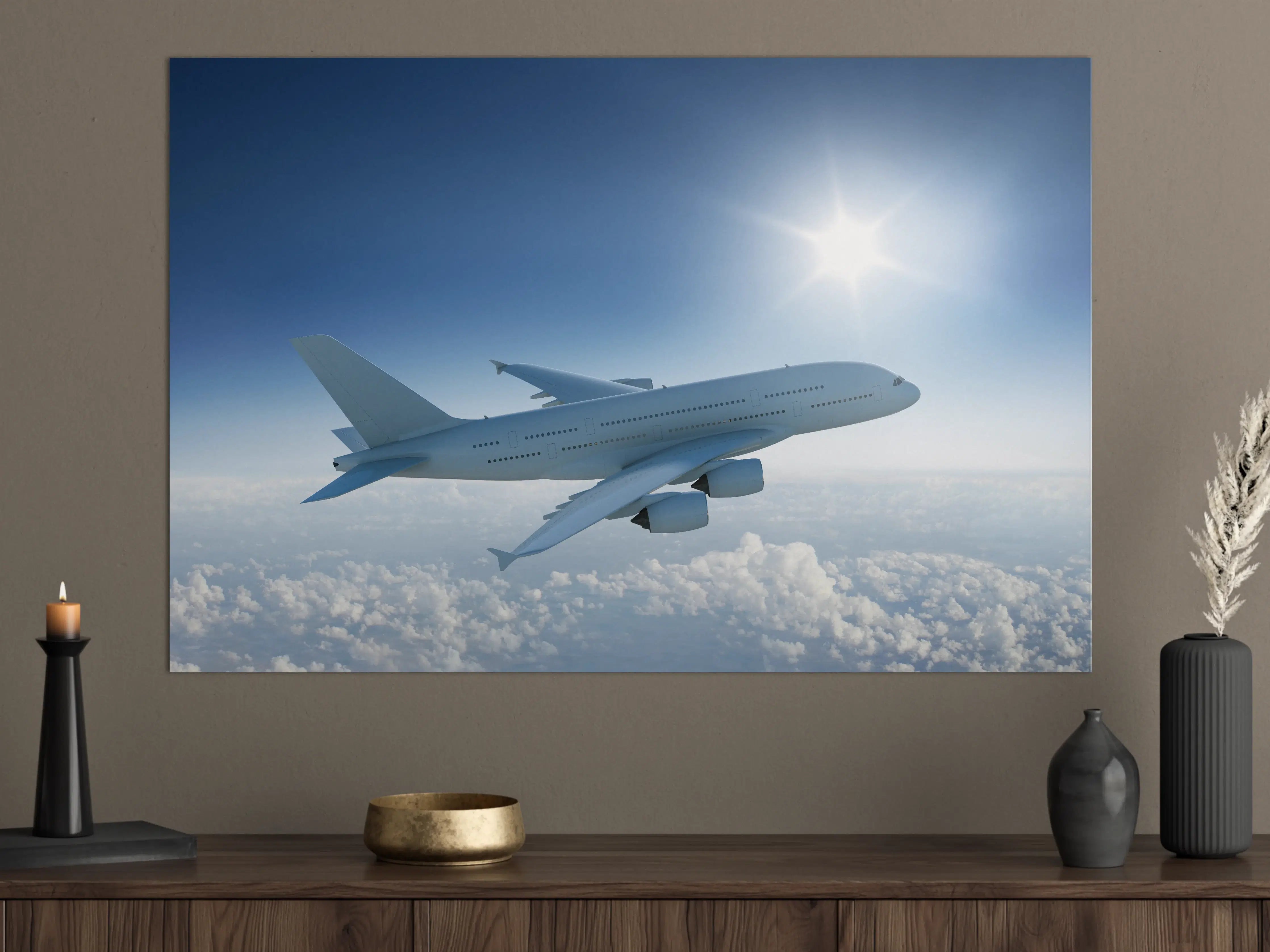 Große Wandbilder - Flugzeug über weißen Wolken