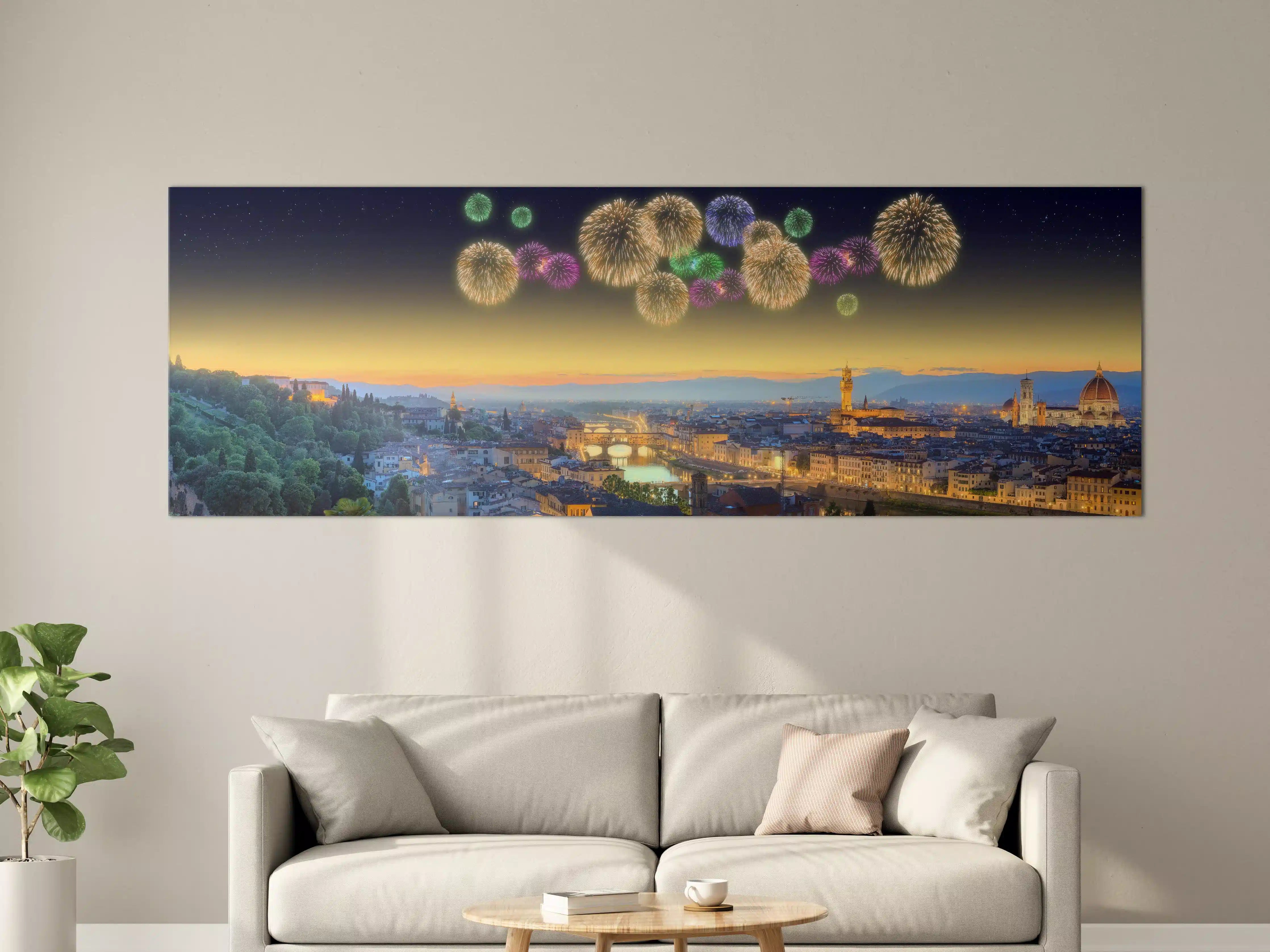 Große Wandbilder - Fluss Arno und Ponte Vecchio bei Sonnenuntergang