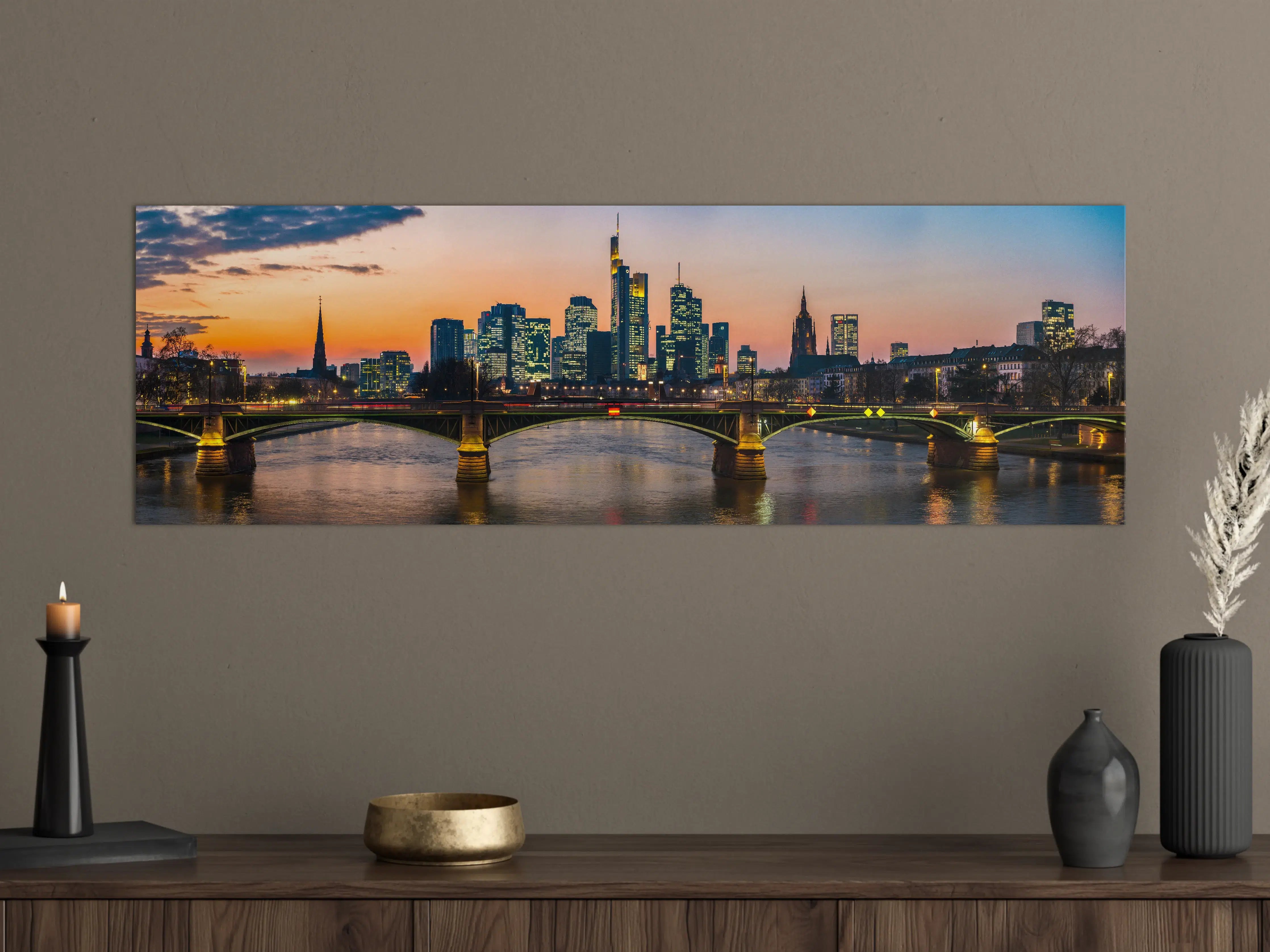 Große Wandbilder - Frankfurt Skyline Sonnenuntergang
