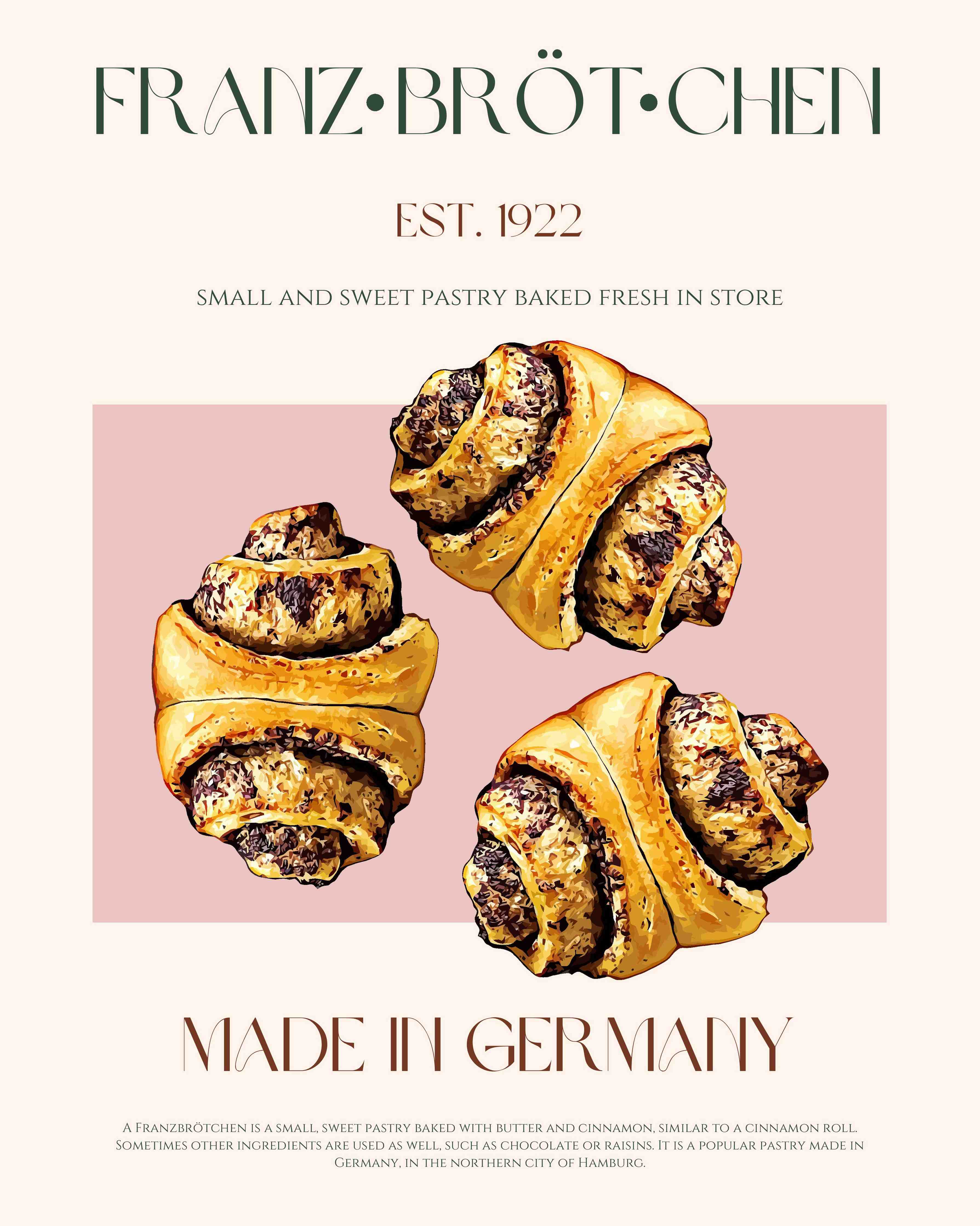 Große Wandbilder-Französische Croissants mit Schokoladenfüllung