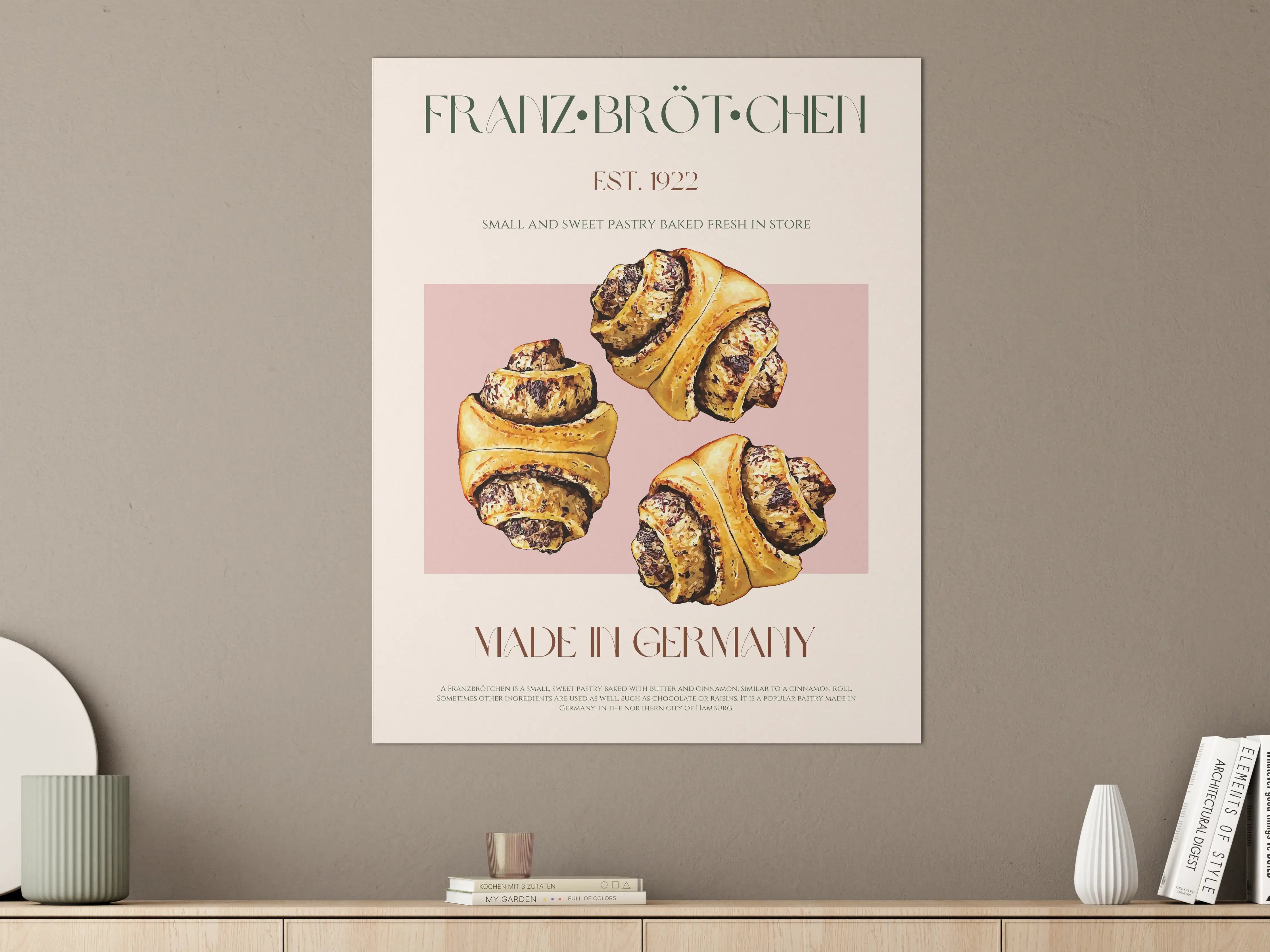 Große Wandbilder - Französische Croissants mit Schokoladenfüllung