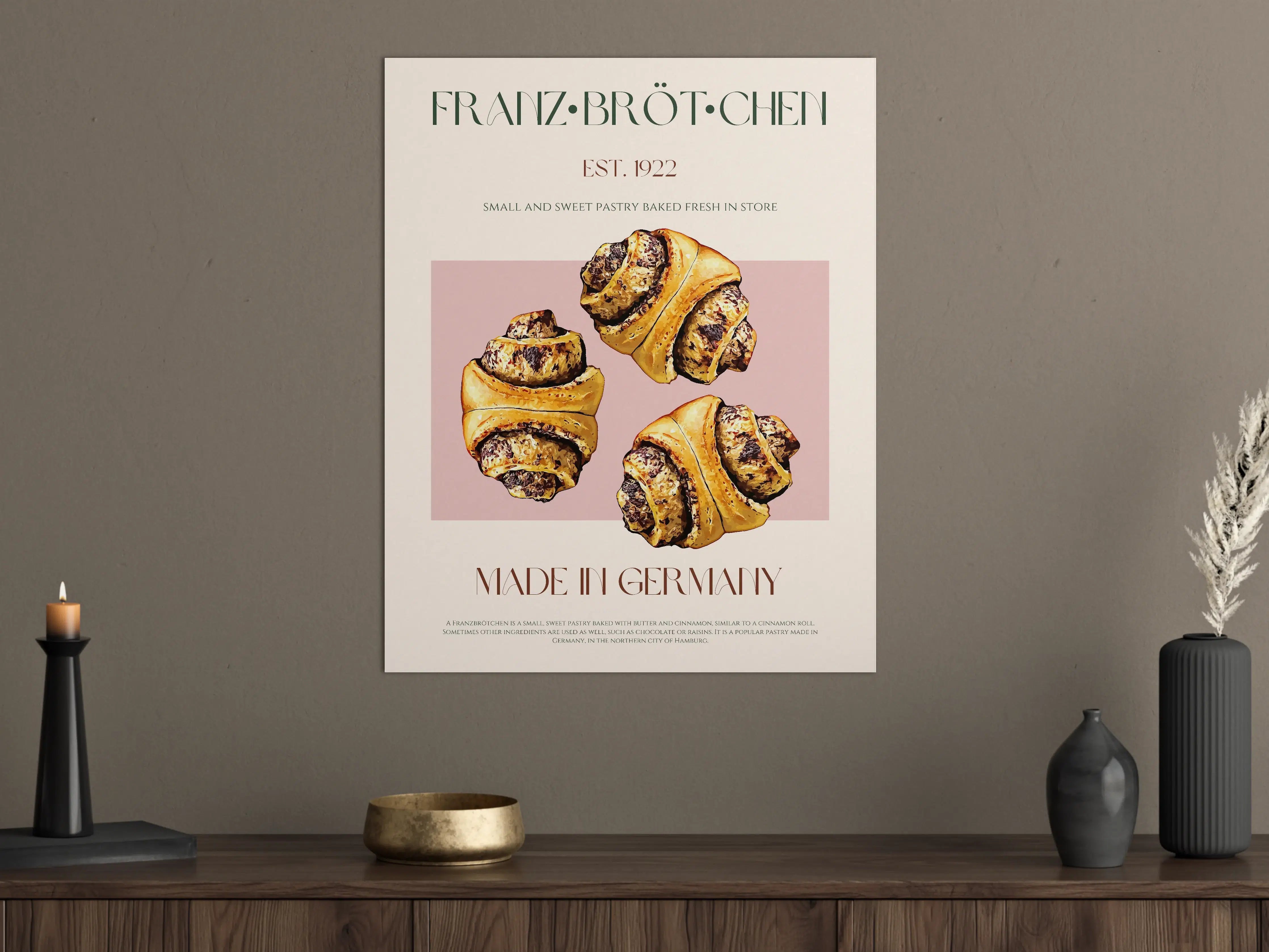 Große Wandbilder - Französische Croissants mit Schokoladenfüllung