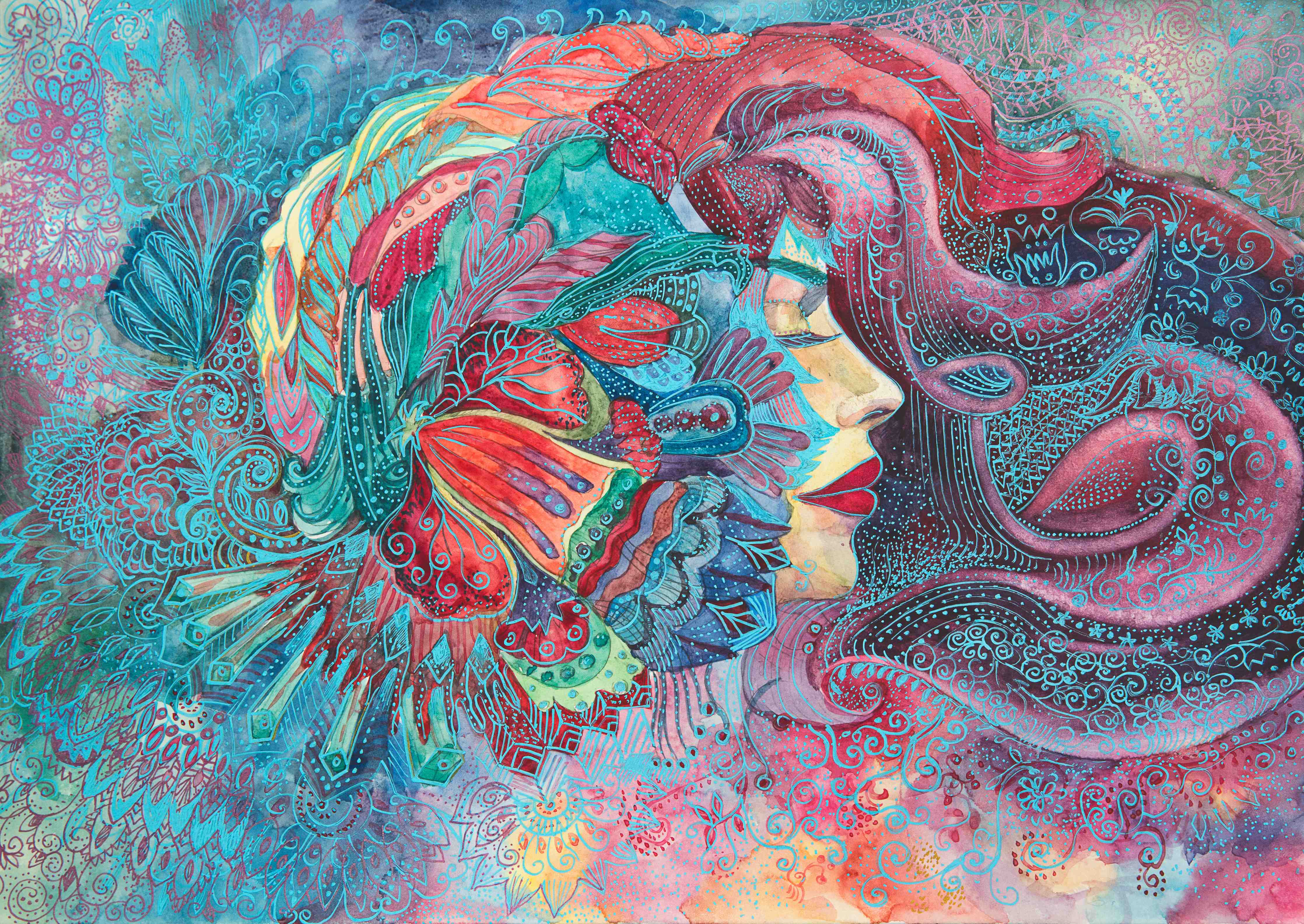 Große Wandbilder-Frau Aquarellmalerei