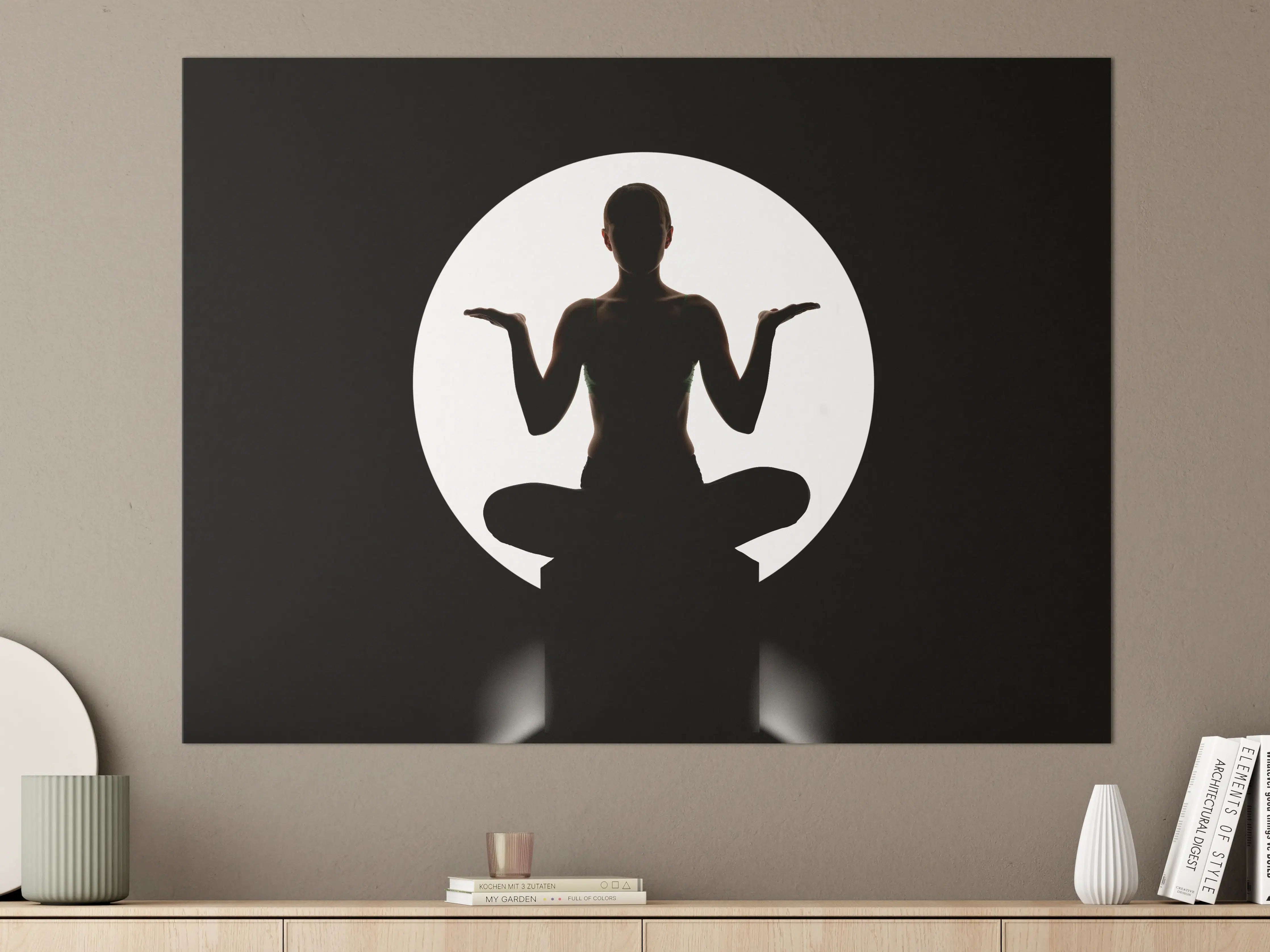 Große Wandbilder - Frau Silhouette sitzt in Yoga-Pose