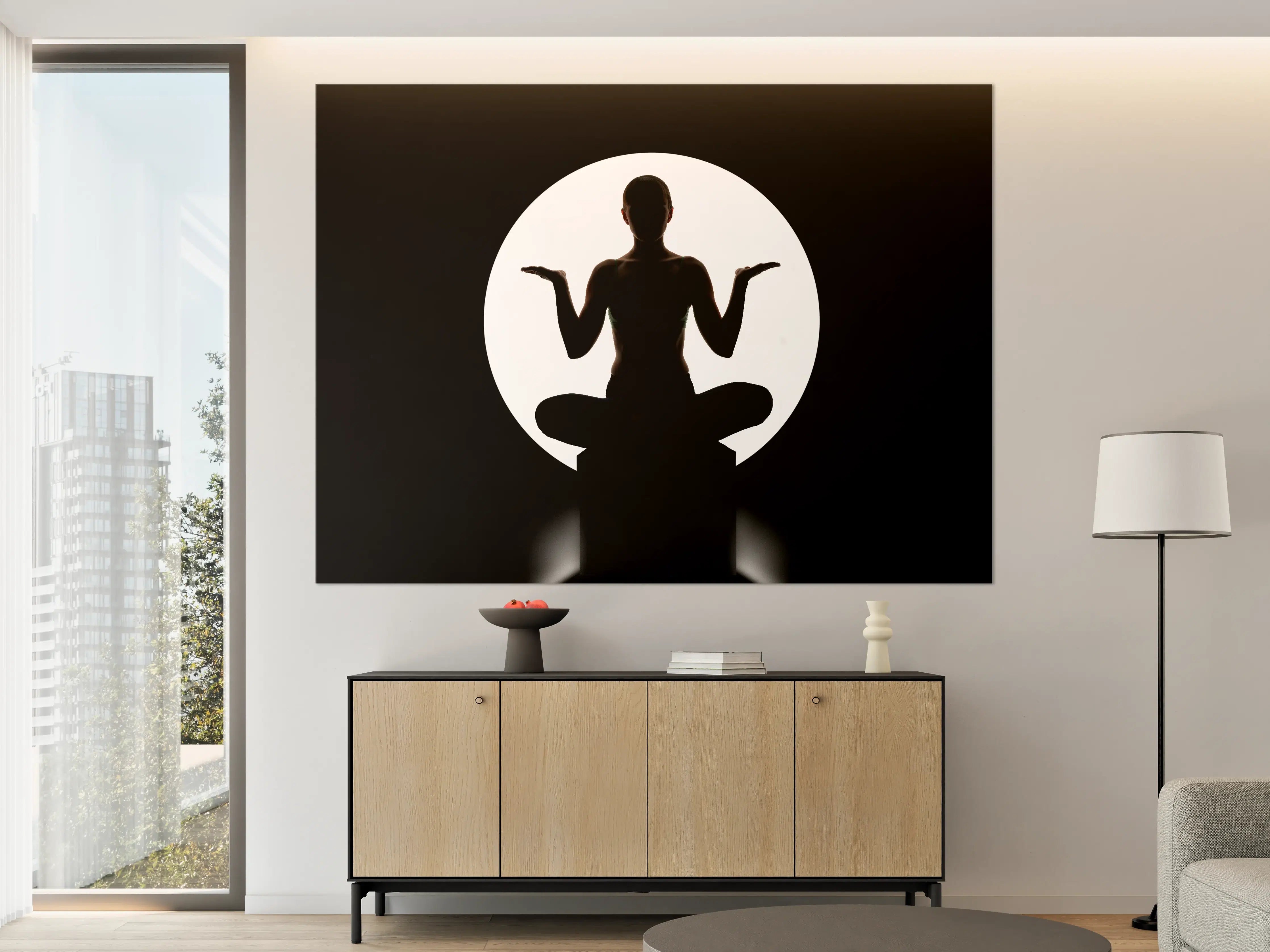 Große Wandbilder - Frau Silhouette sitzt in Yoga-Pose