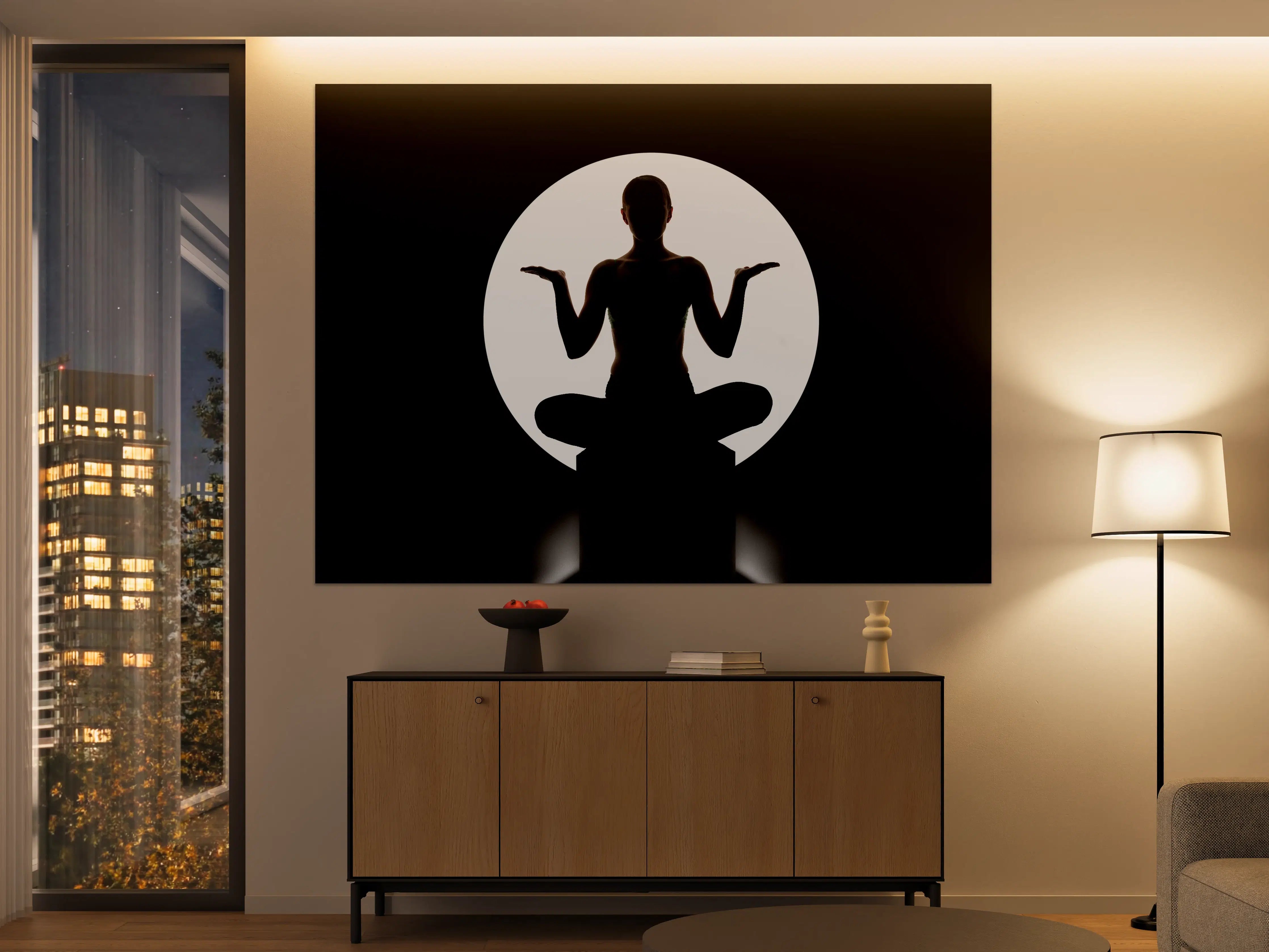 Große Wandbilder - Frau Silhouette sitzt in Yoga-Pose