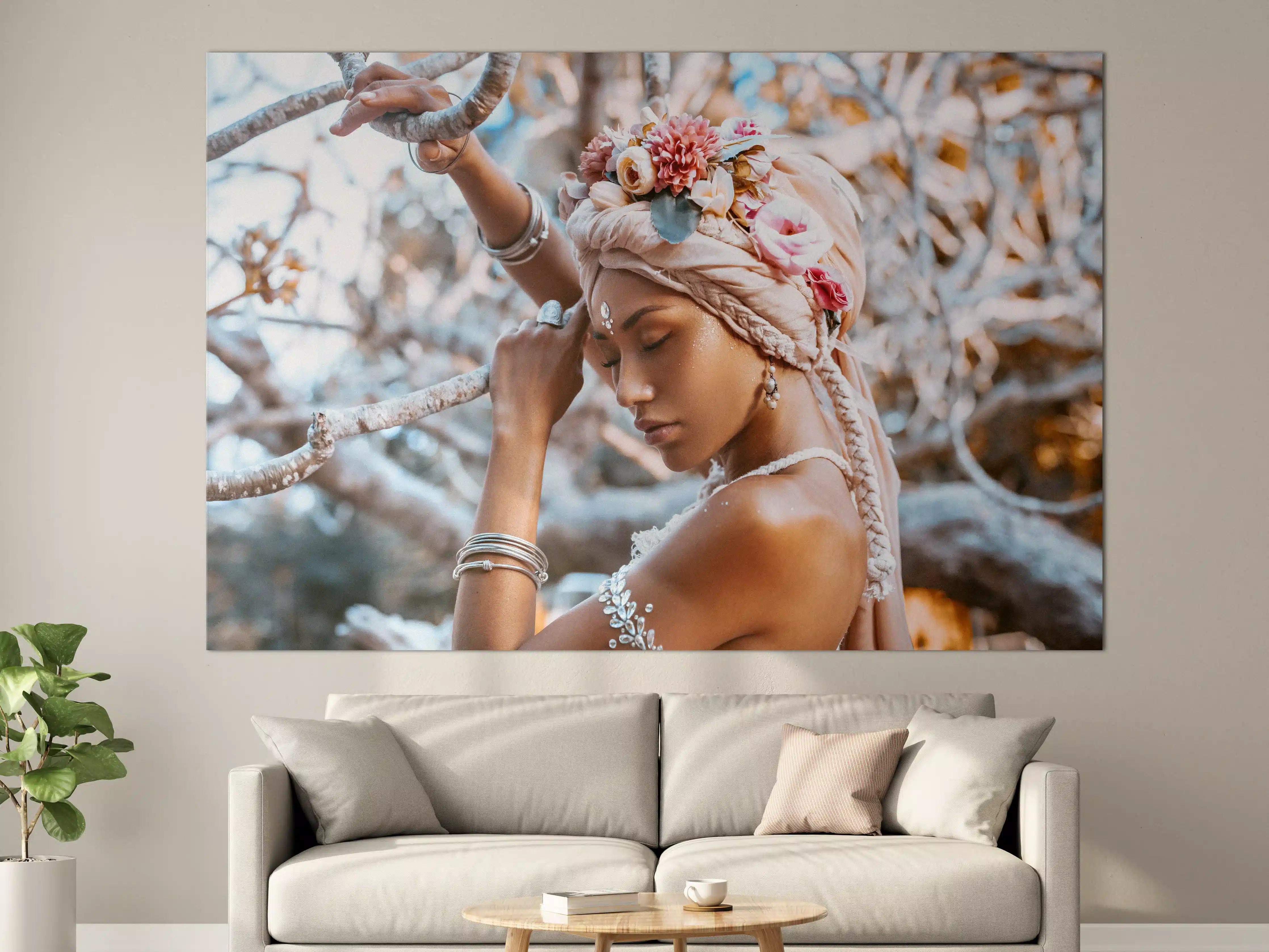 Große Wandbilder - Frau mit Blumenkranz