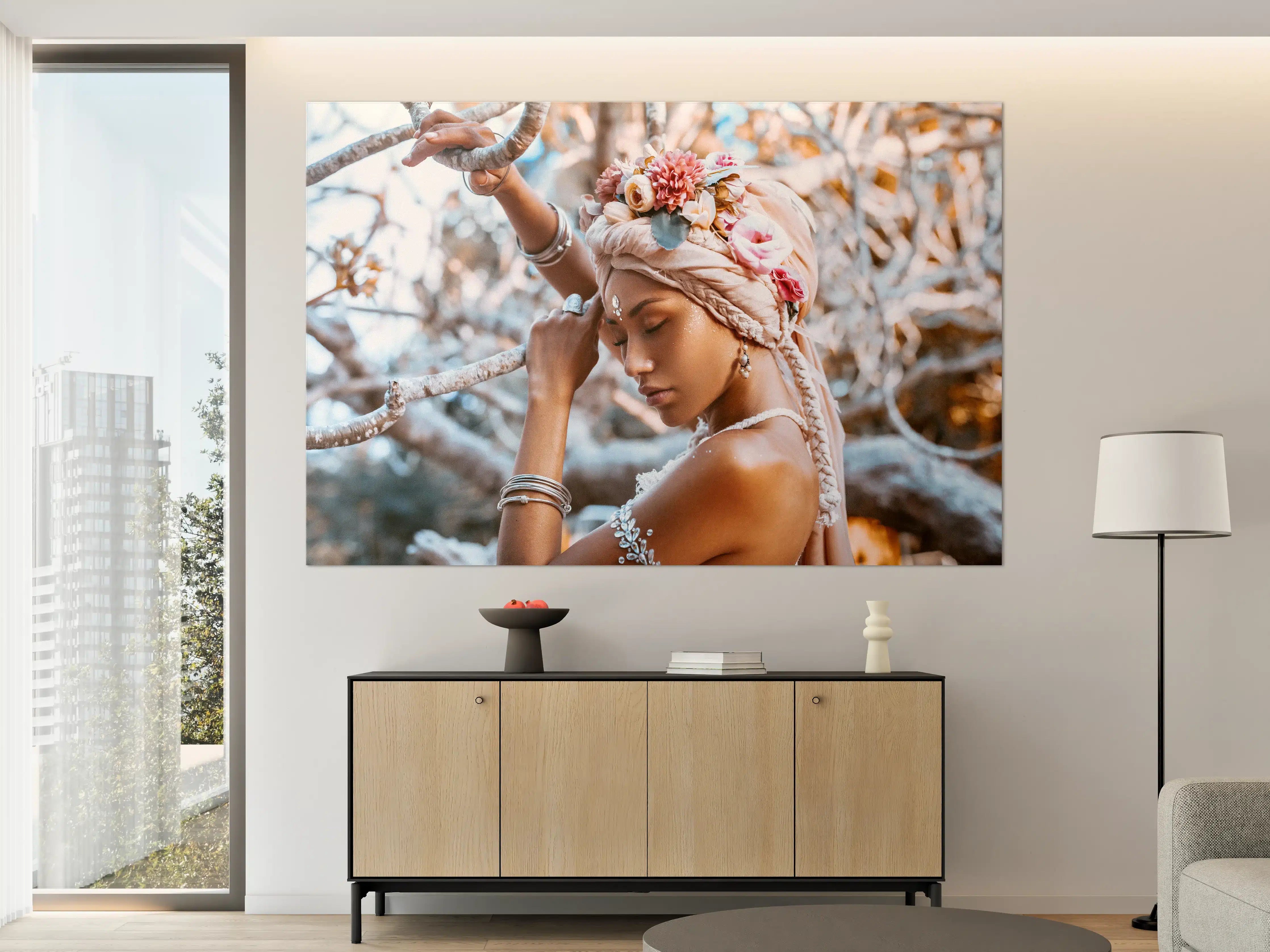 Große Wandbilder - Frau mit Blumenkranz