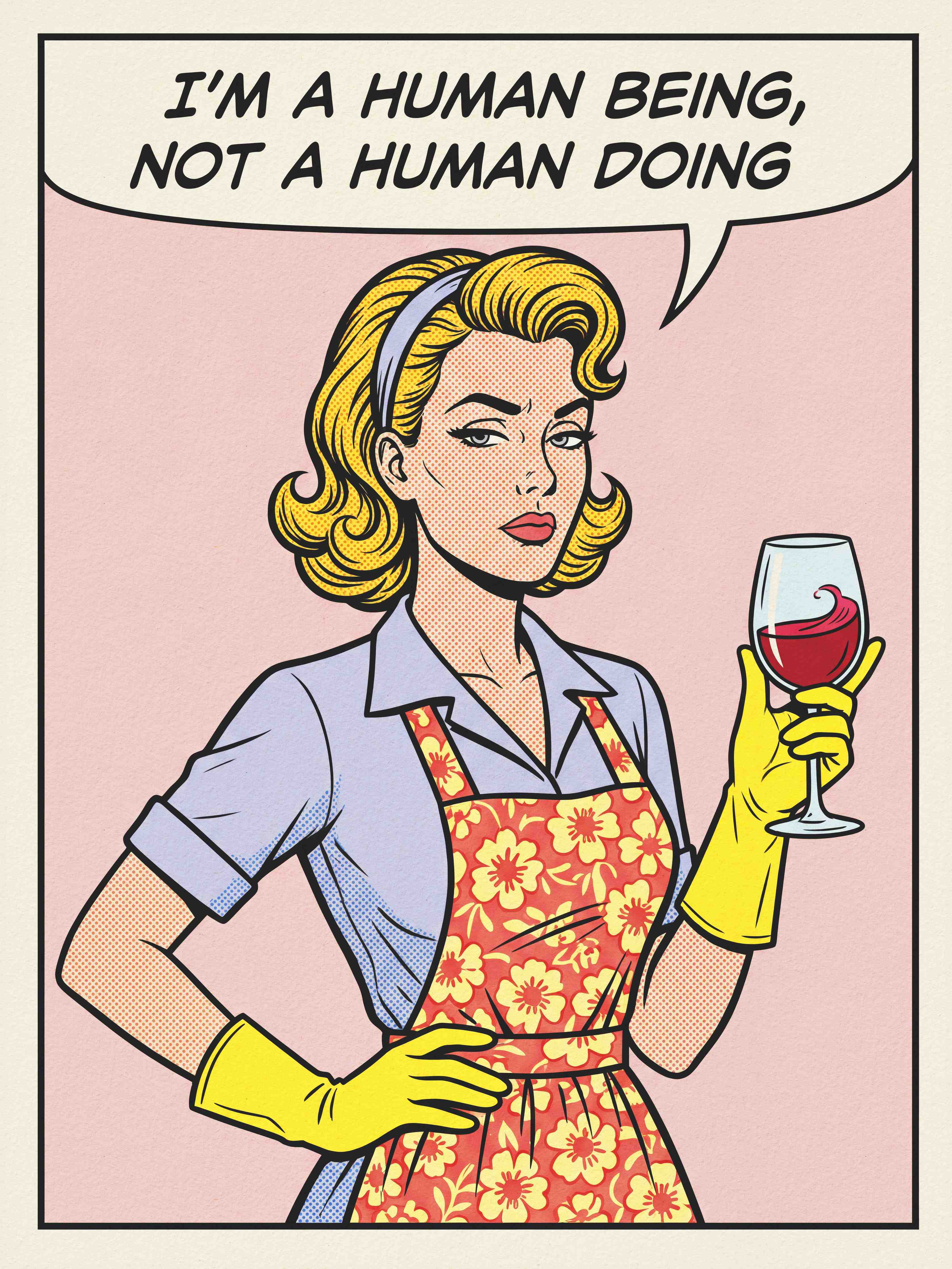 Große Wandbilder-Frau mit Weinglas und Retro-Comic-Stil