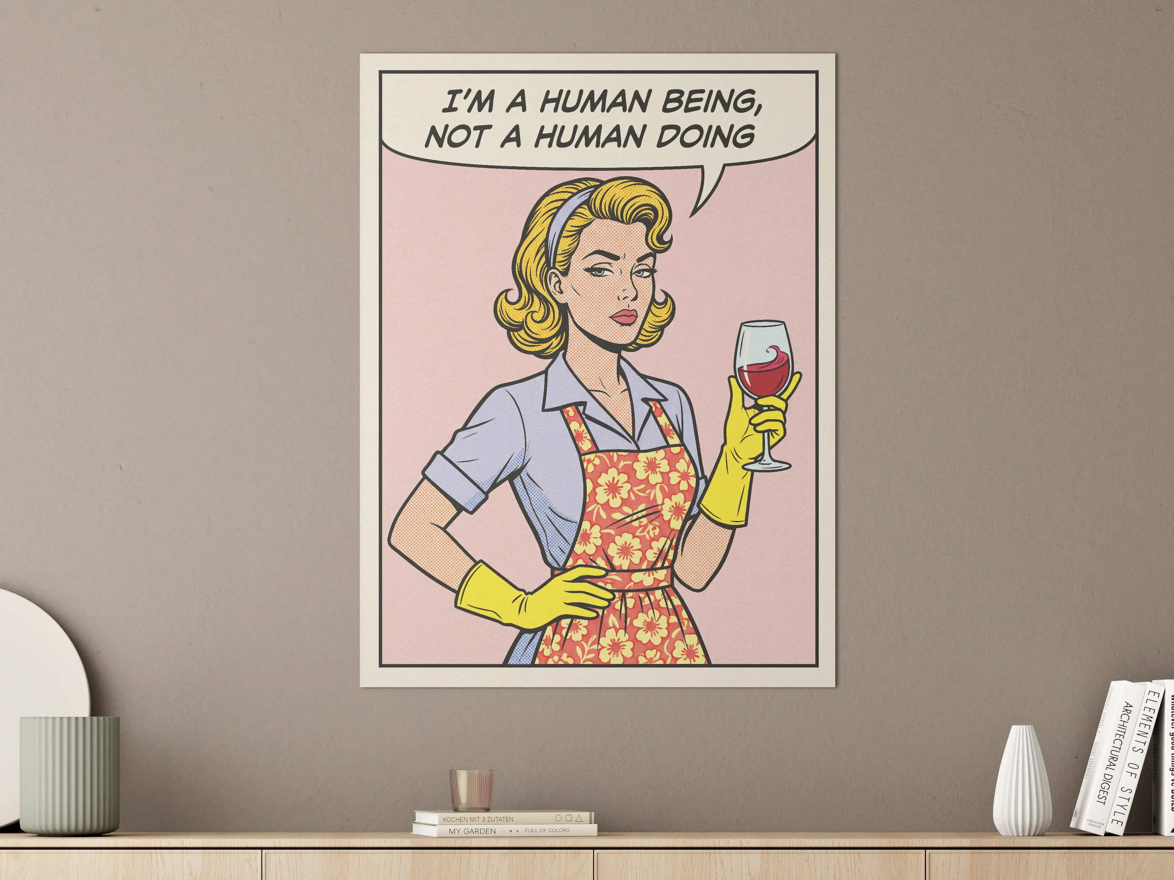 Große Wandbilder - Frau mit Weinglas und Retro-Comic-Stil