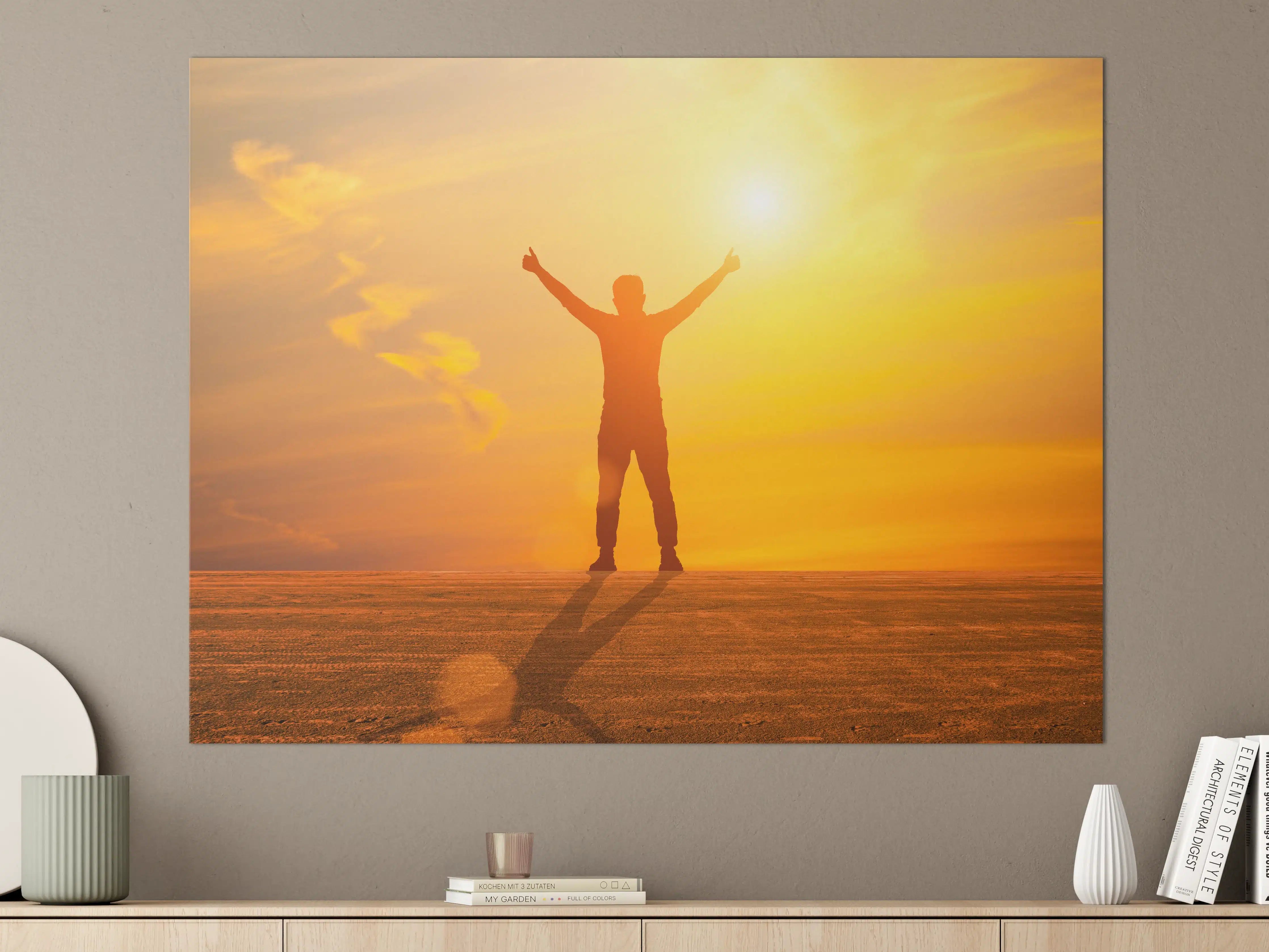 Große Wandbilder - Freier Mann im goldenen Licht der Sonne