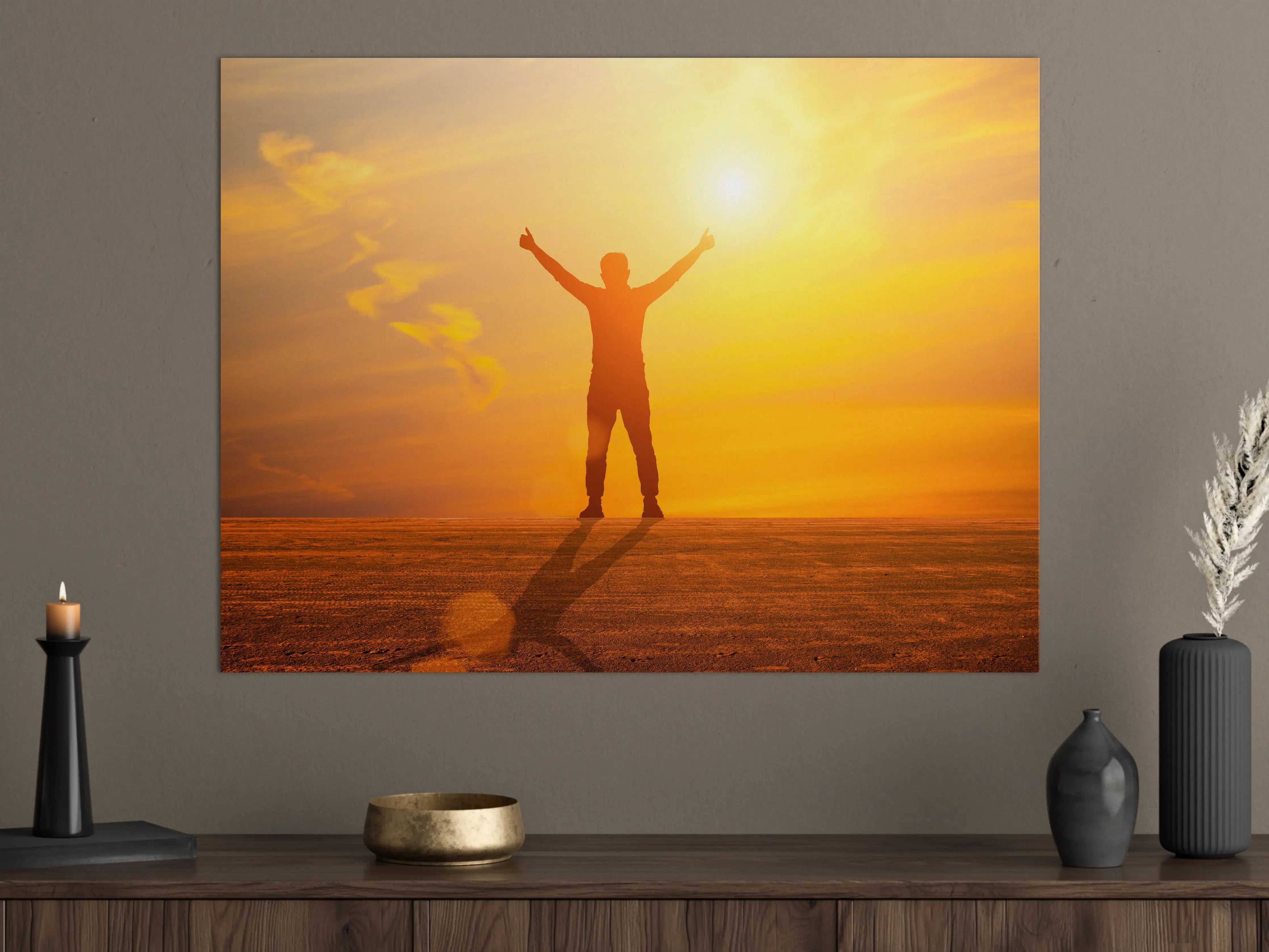 Große Wandbilder - Freier Mann im goldenen Licht der Sonne