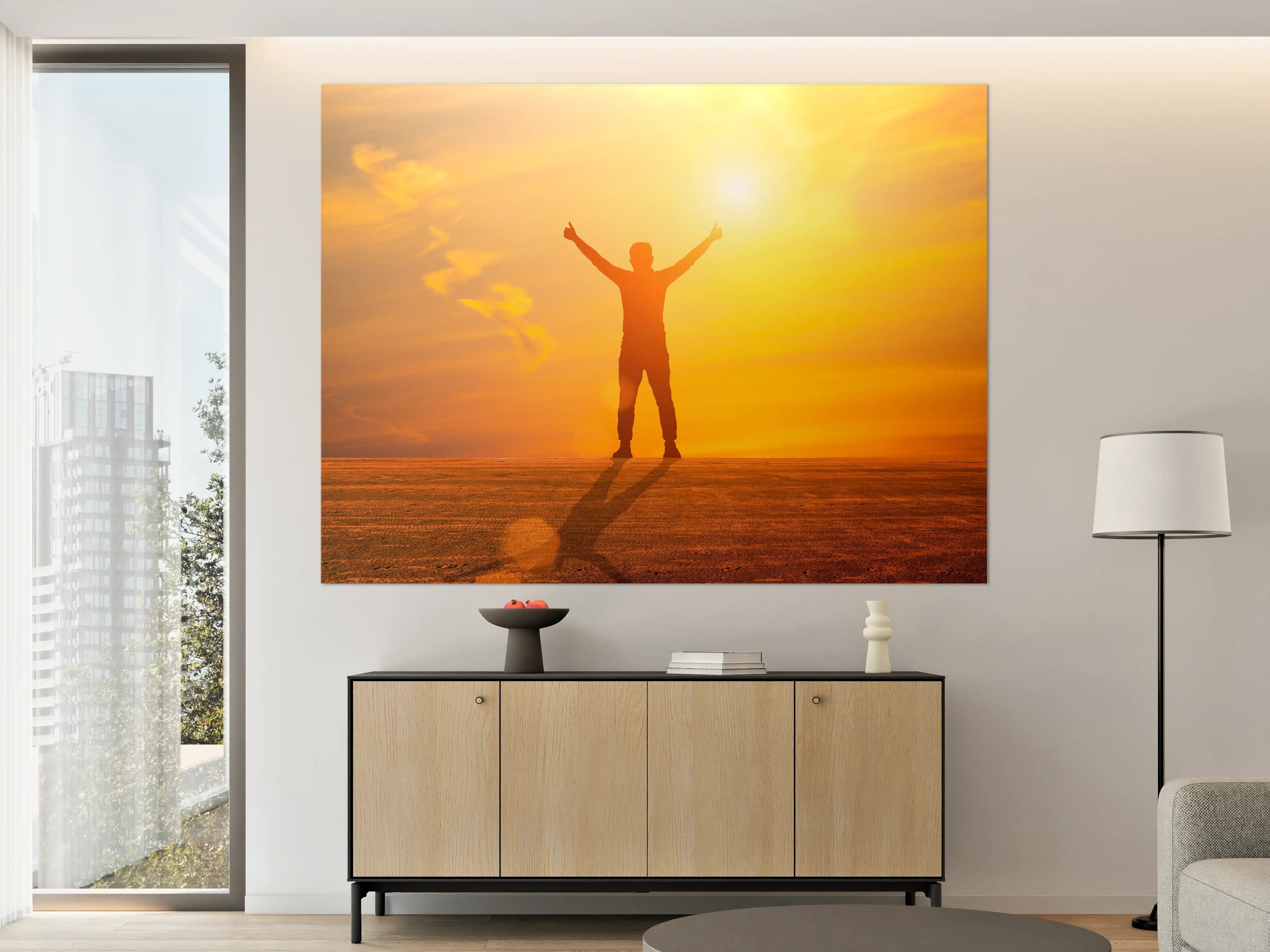 Große Wandbilder - Freier Mann im goldenen Licht der Sonne