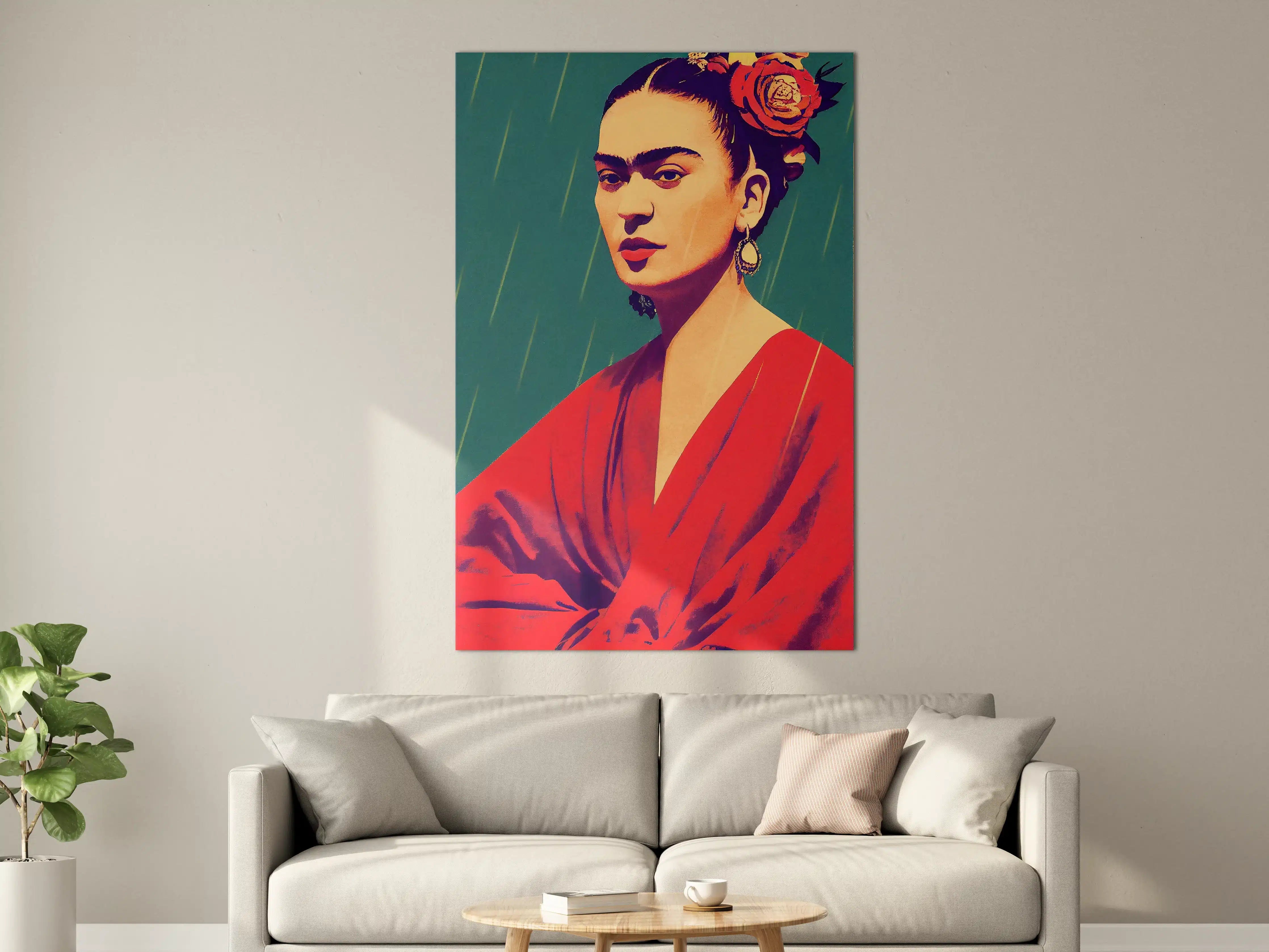 Große Wandbilder - Frida Kahlo Stil Porträt in lebendigen Farben