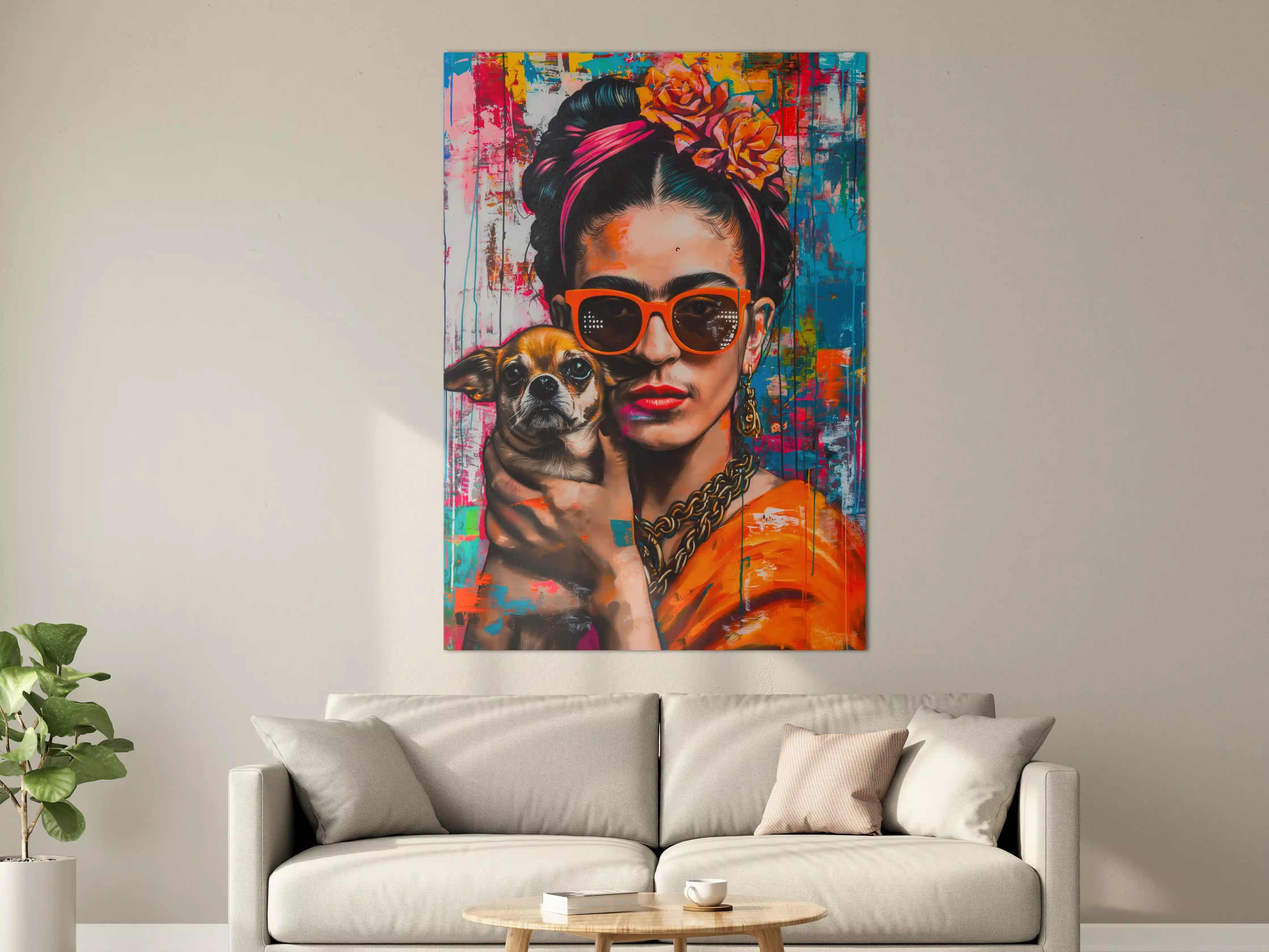 Große Wandbilder - Frida Kahlo inspirierte Porträtkunst mit lebendigen Farben