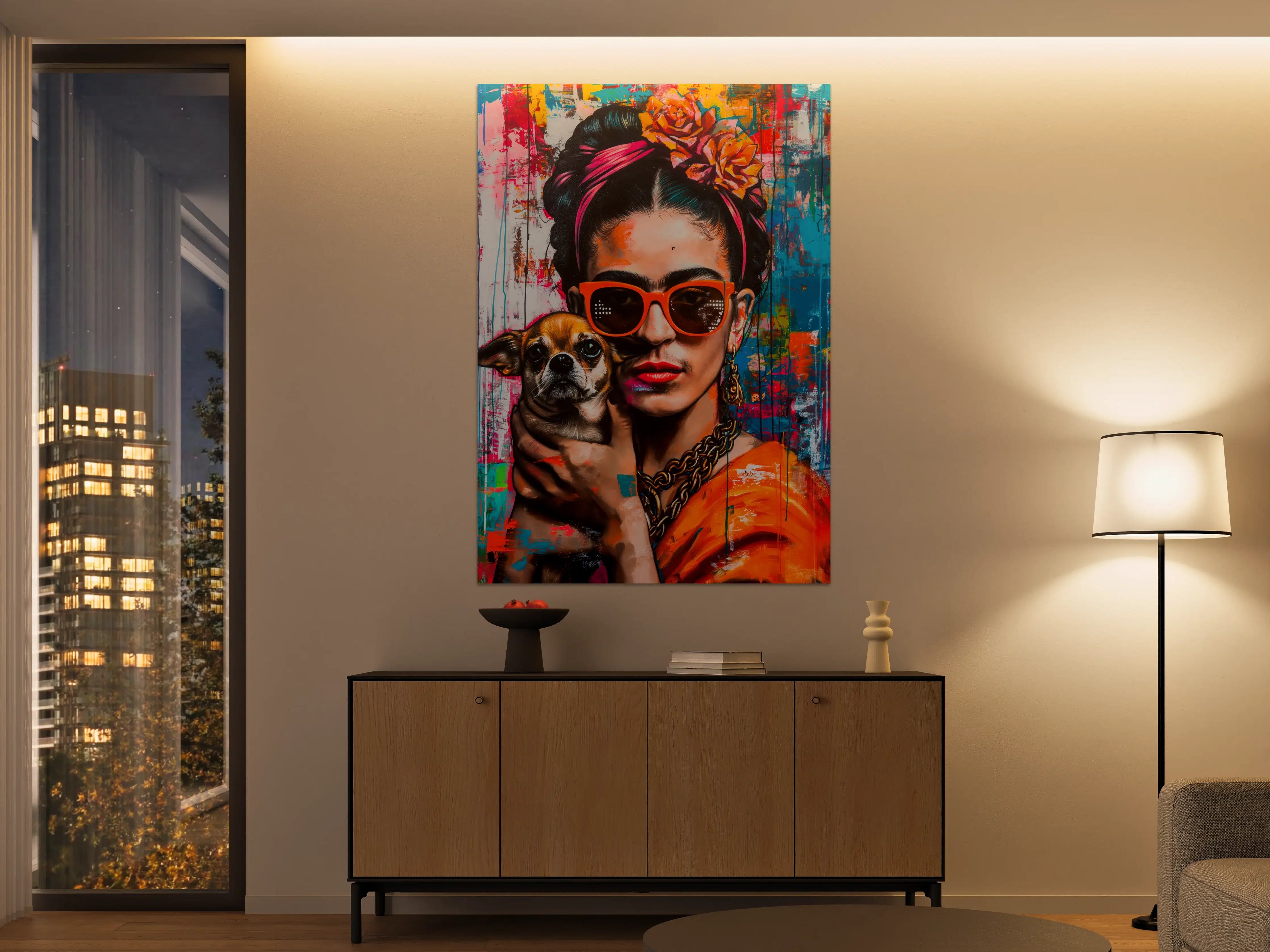 Große Wandbilder - Frida Kahlo inspirierte Porträtkunst mit lebendigen Farben