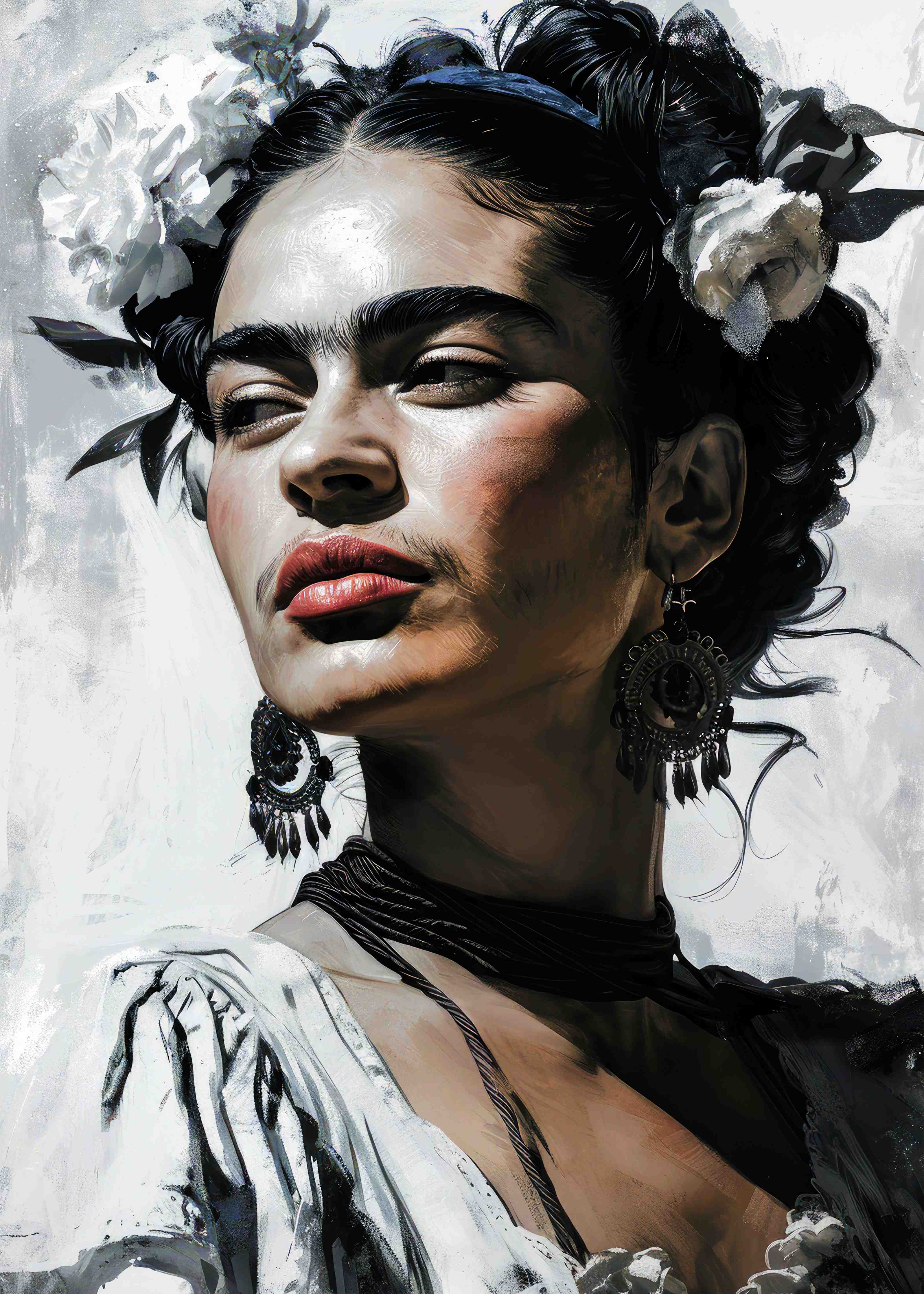 Große Wandbilder-Frida Kahlo inspiriertes Porträt mit Blumenkranz