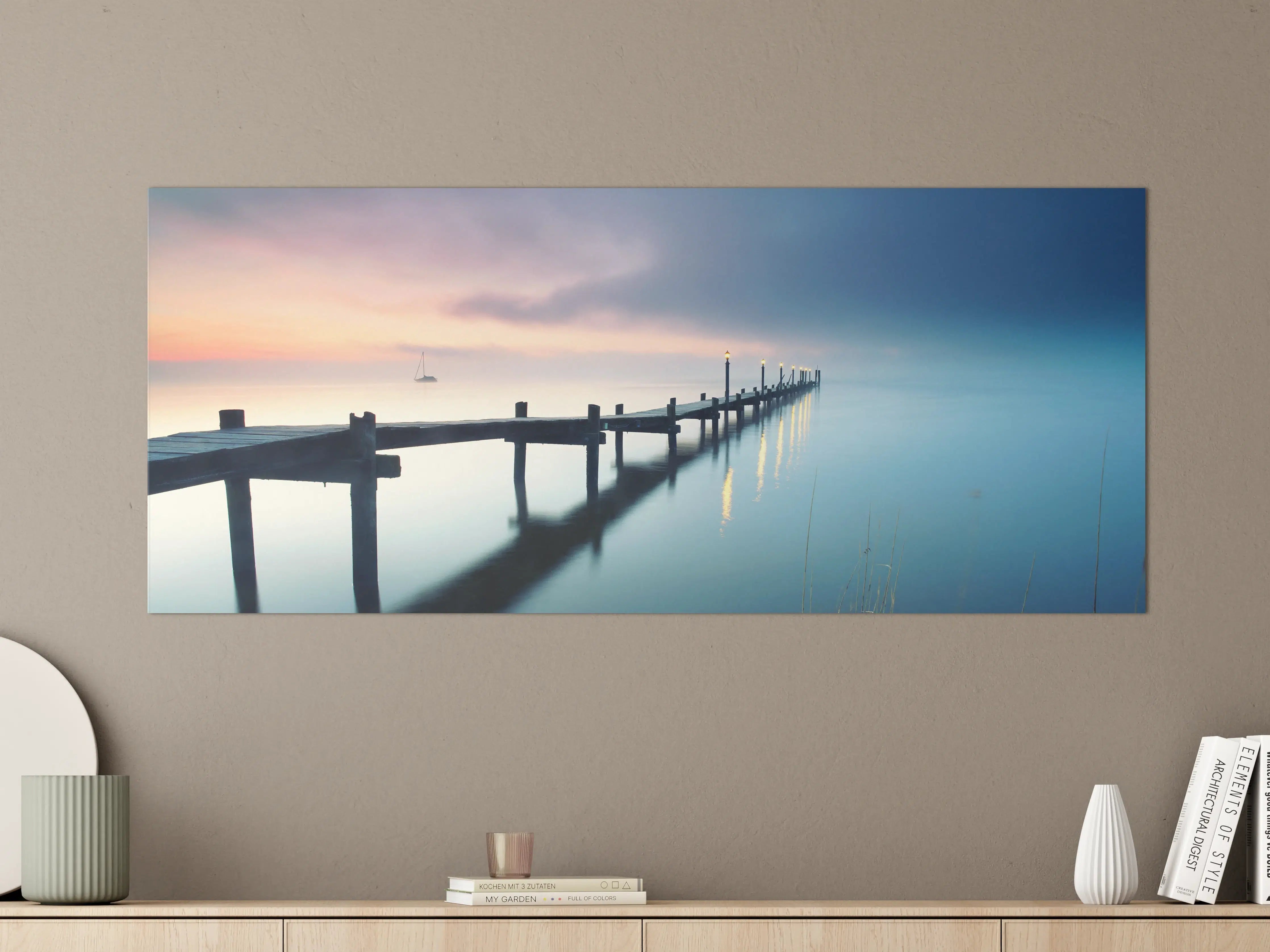 Große Wandbilder - Friedlicher Meer Steg am Morgen