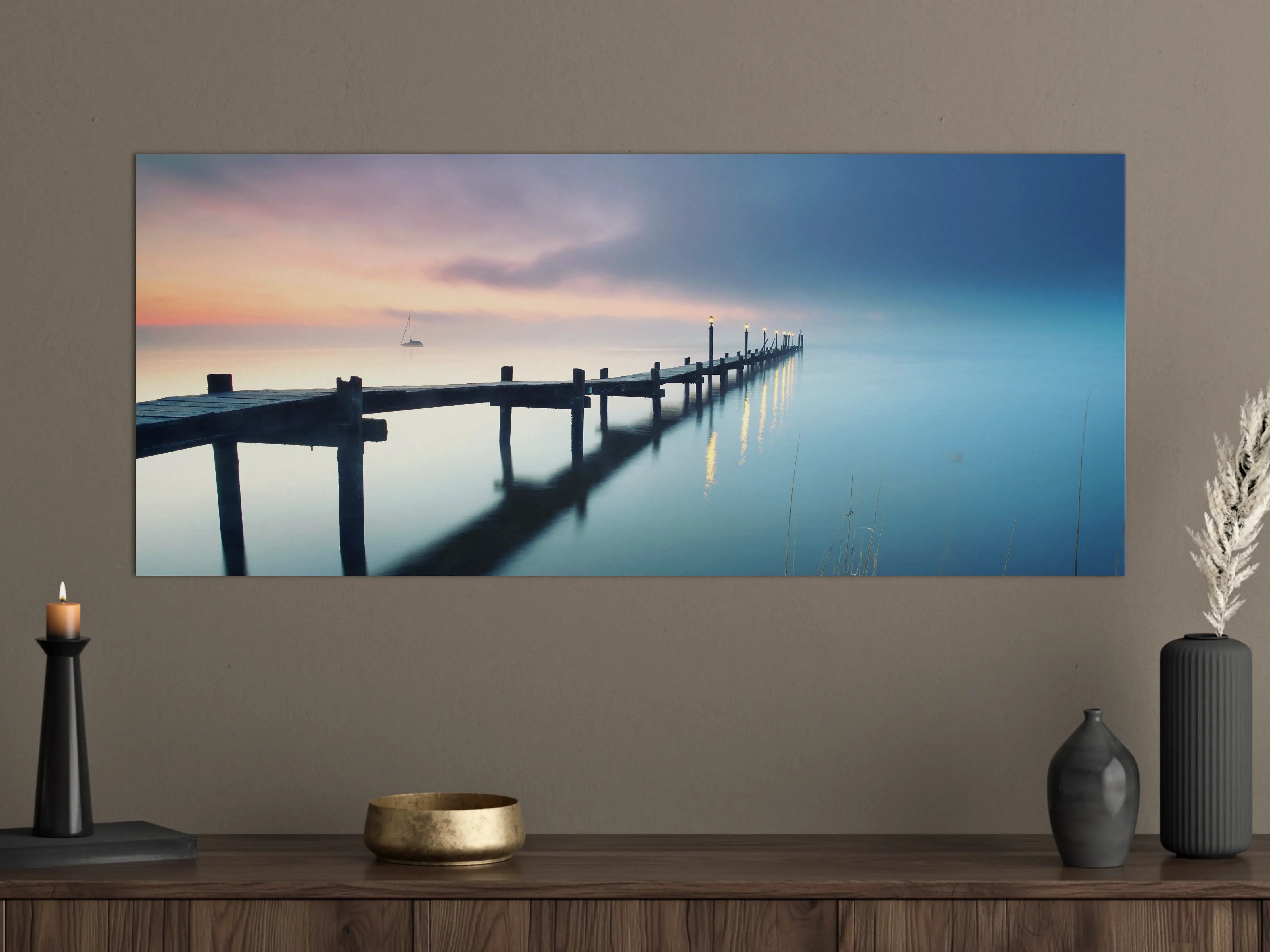 Große Wandbilder - Friedlicher Meer Steg am Morgen