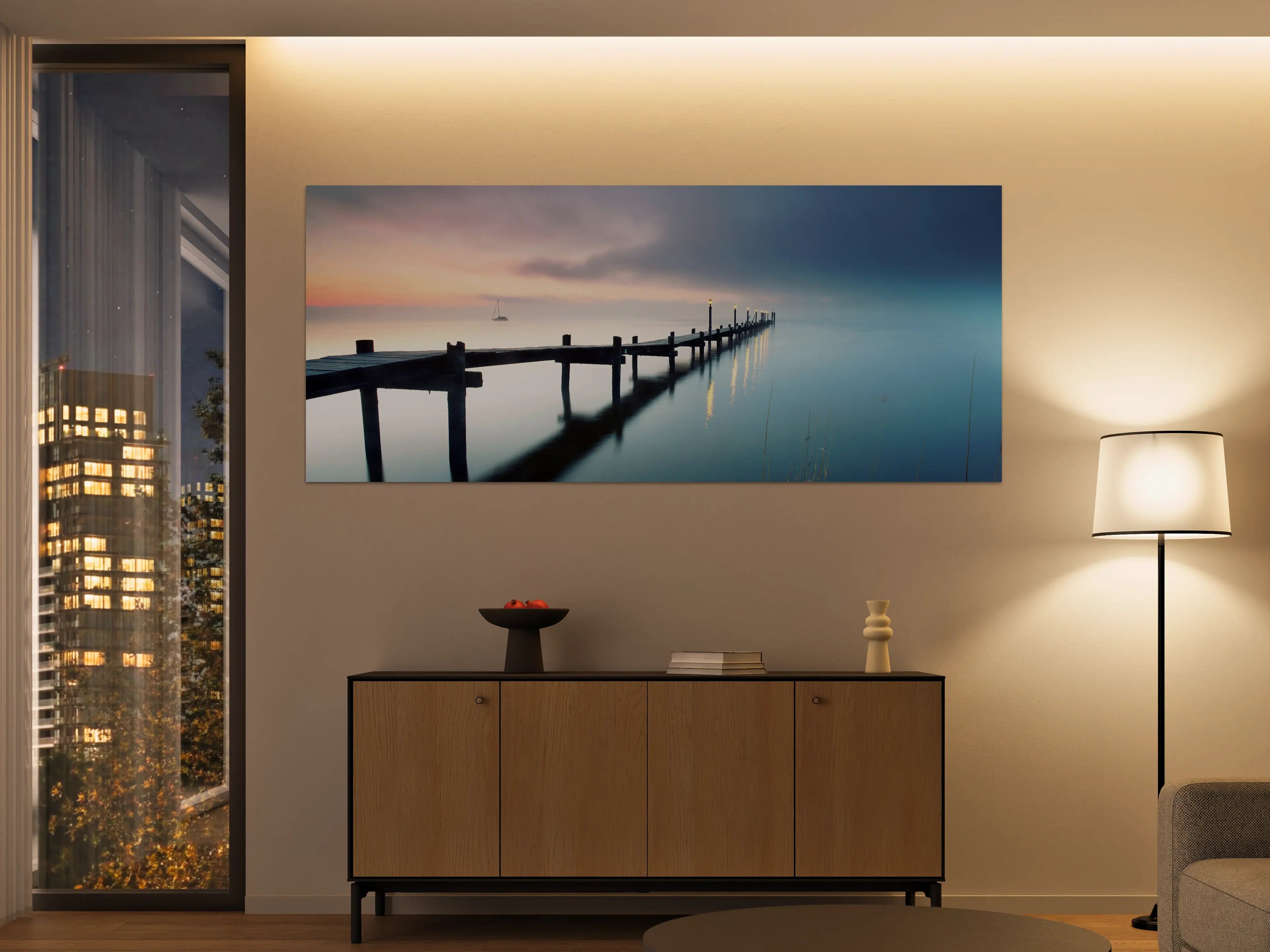 Große Wandbilder - Friedlicher Meer Steg am Morgen