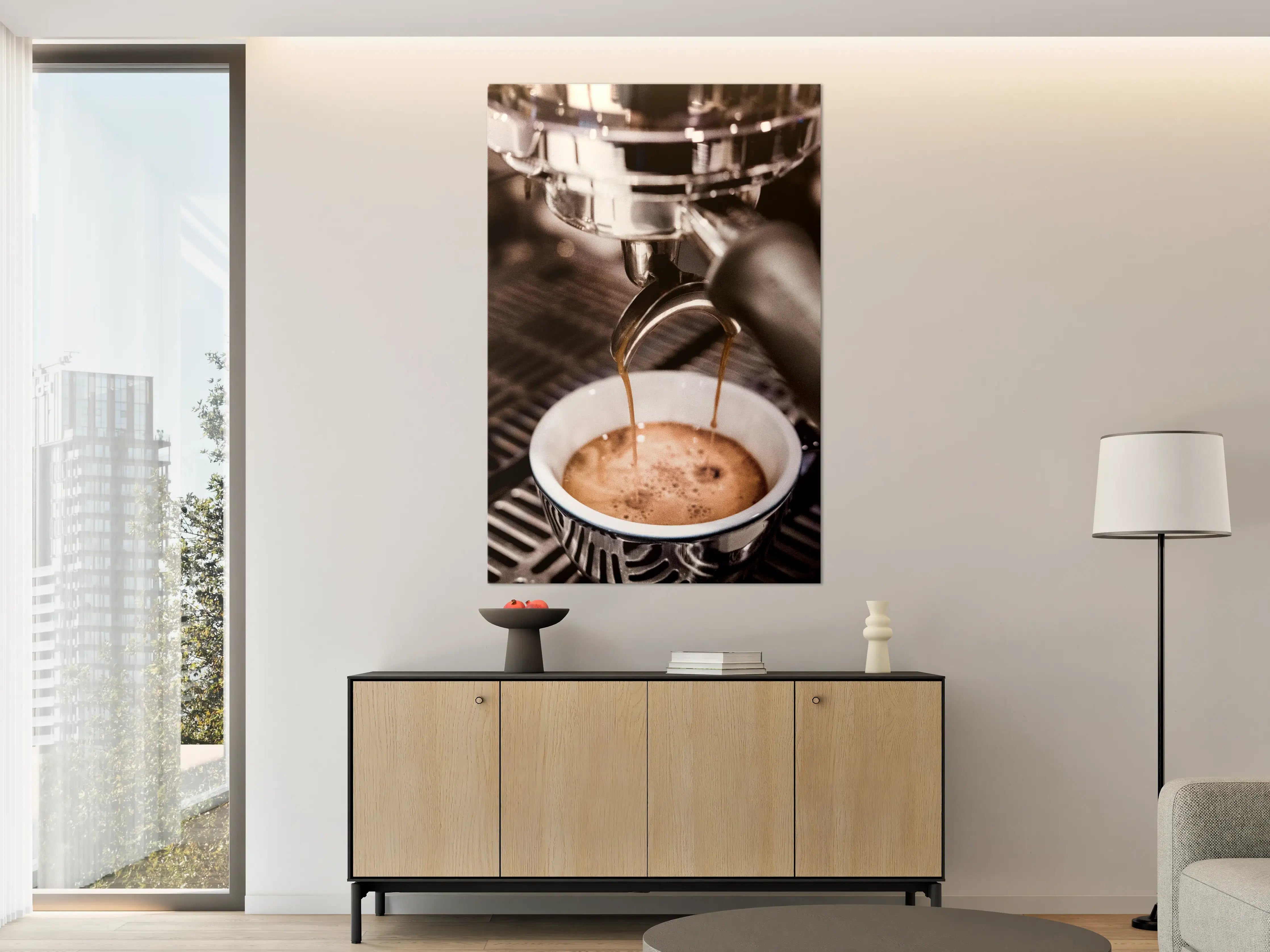 Große Wandbilder - Frisch zubereiteter Espresso aus Espressomaschine