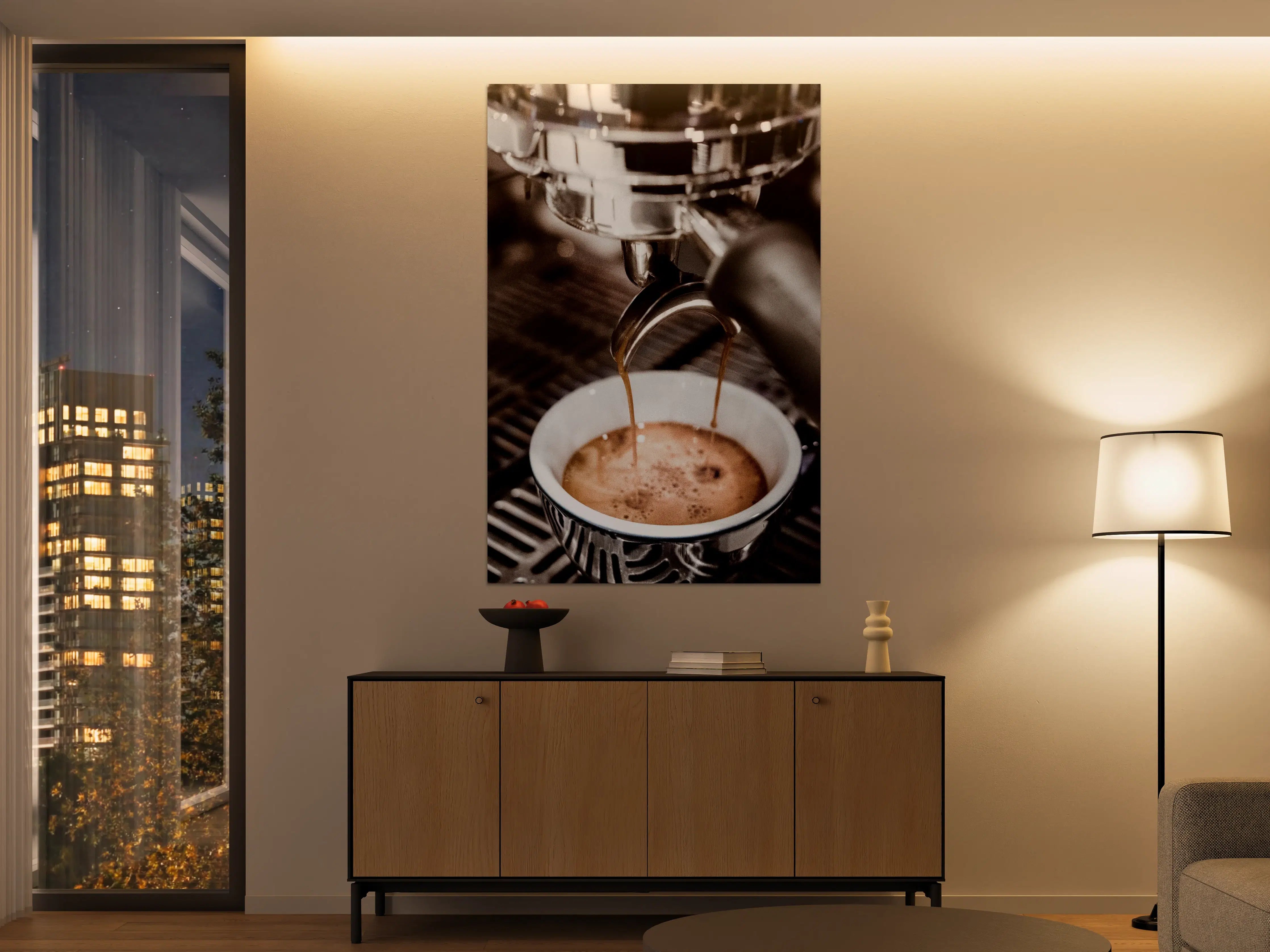 Große Wandbilder - Frisch zubereiteter Espresso aus Espressomaschine