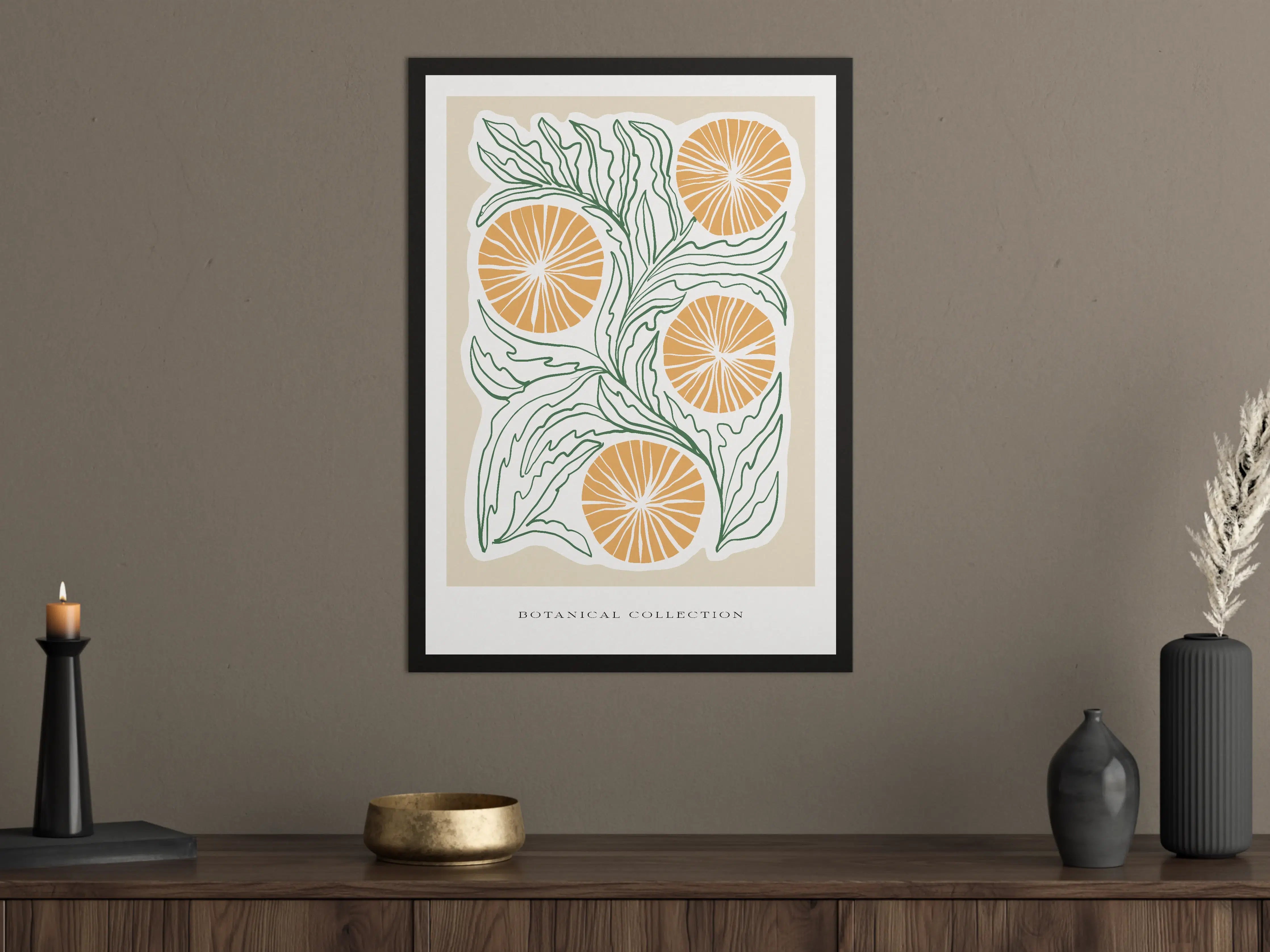 Große Wandbilder - Frische Orangen mit grünen Blättern