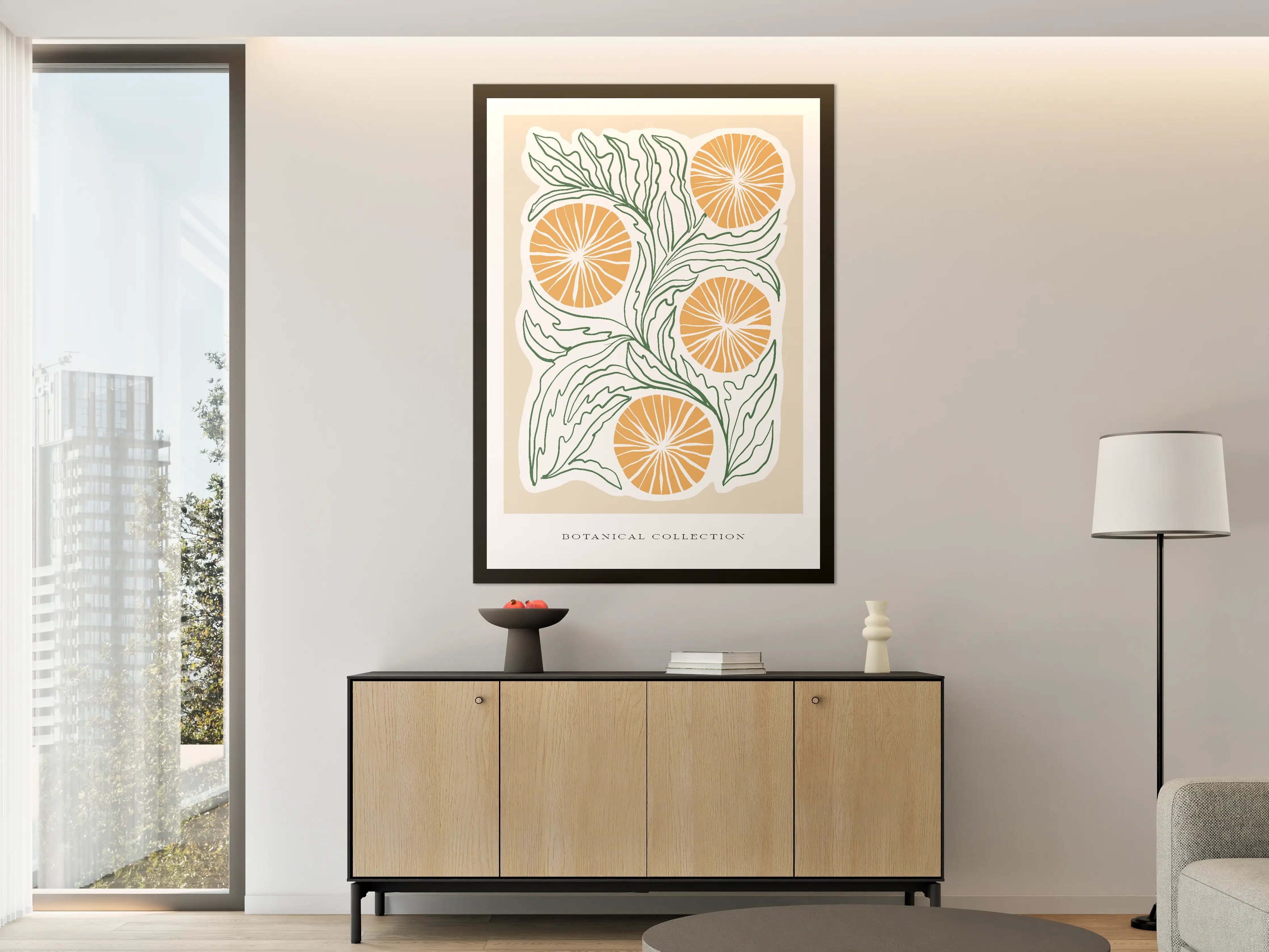 Große Wandbilder - Frische Orangen mit grünen Blättern