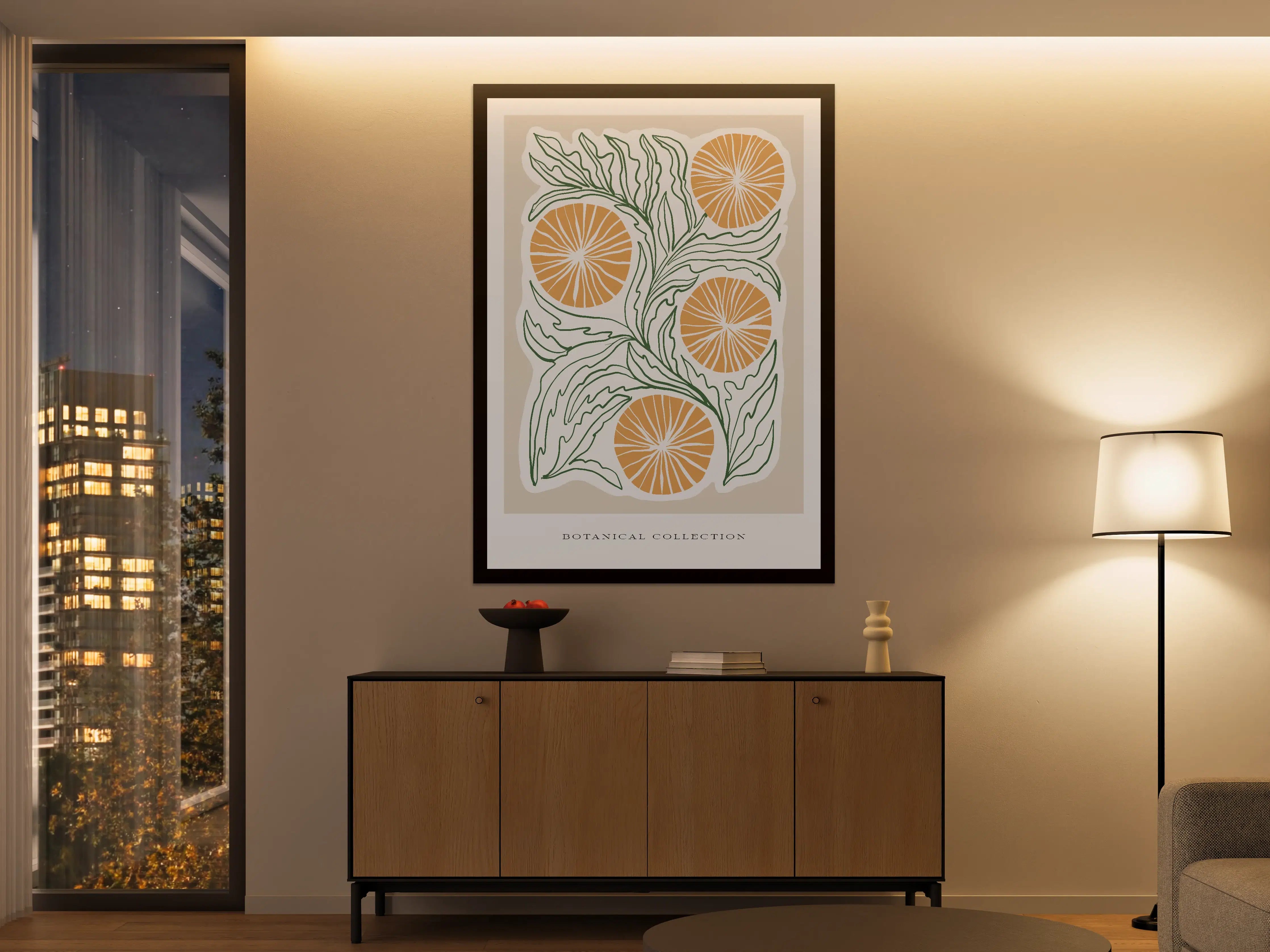 Große Wandbilder - Frische Orangen mit grünen Blättern