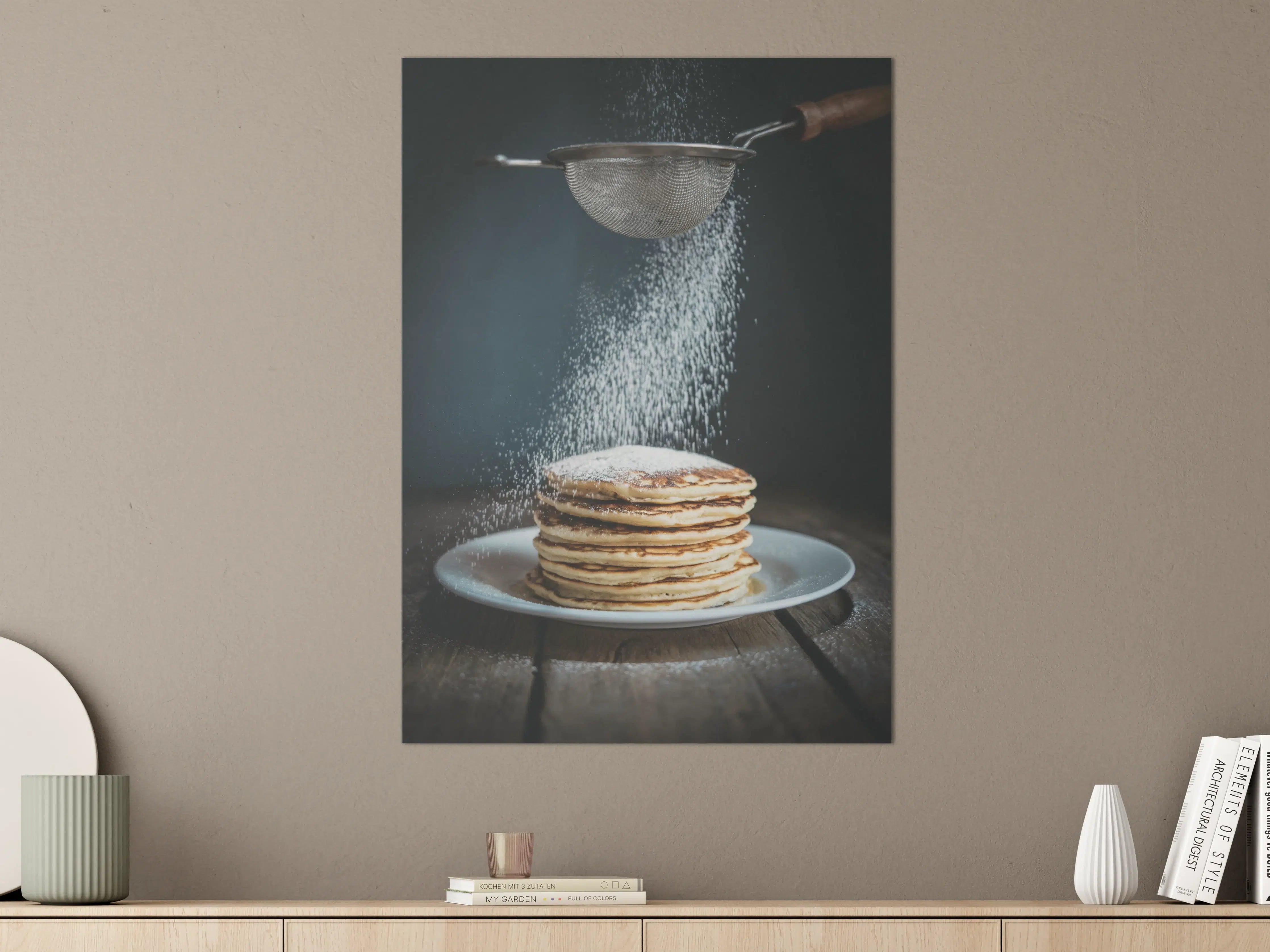 Große Wandbilder - Frische Pfannkuchen mit Puderzucker